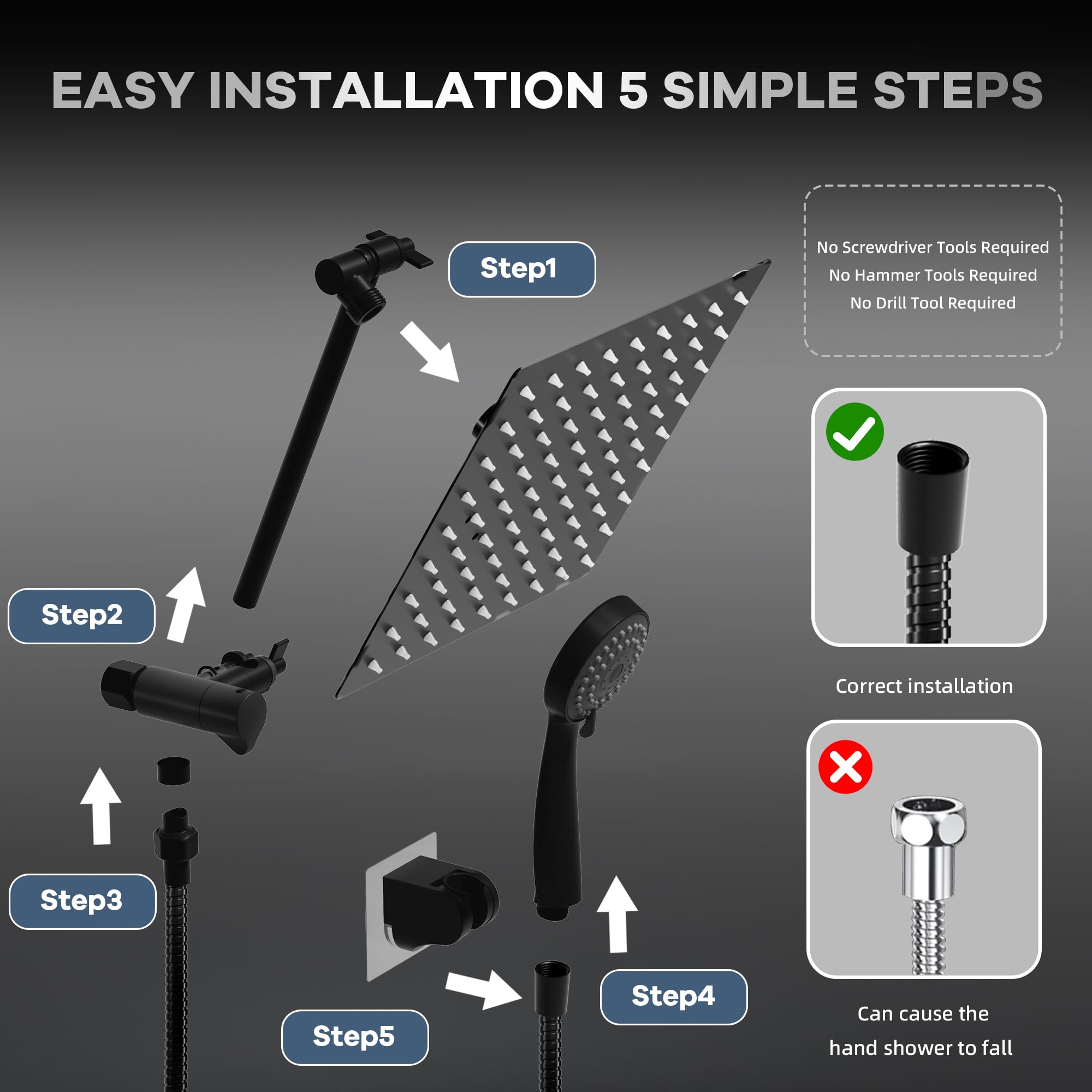 GarveeLife CLJ-ZDUEO3KS0PVI Showerhead-Bar-Panels - View #4