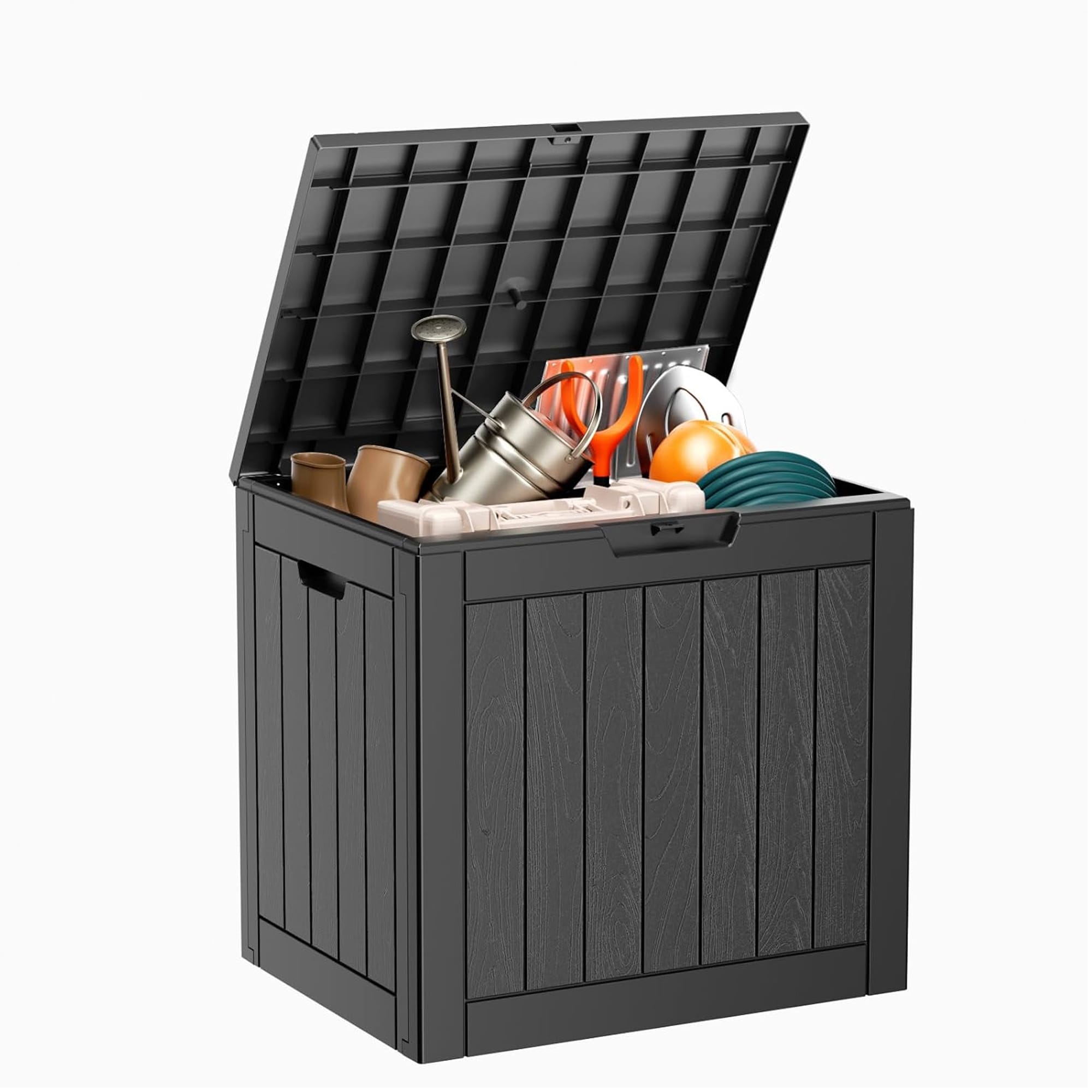Gaierptone CRX11E3RNL4 Deck Box 22.1-in L x 17.1-in 31-Gallon Black Plastic Deck Box