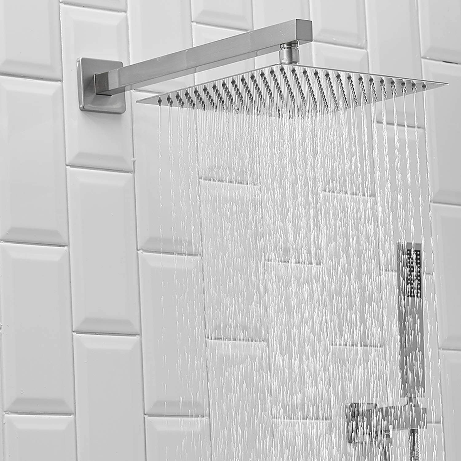 10 Inch Square Bathroom Shower Combo Set In Brushed Nickel