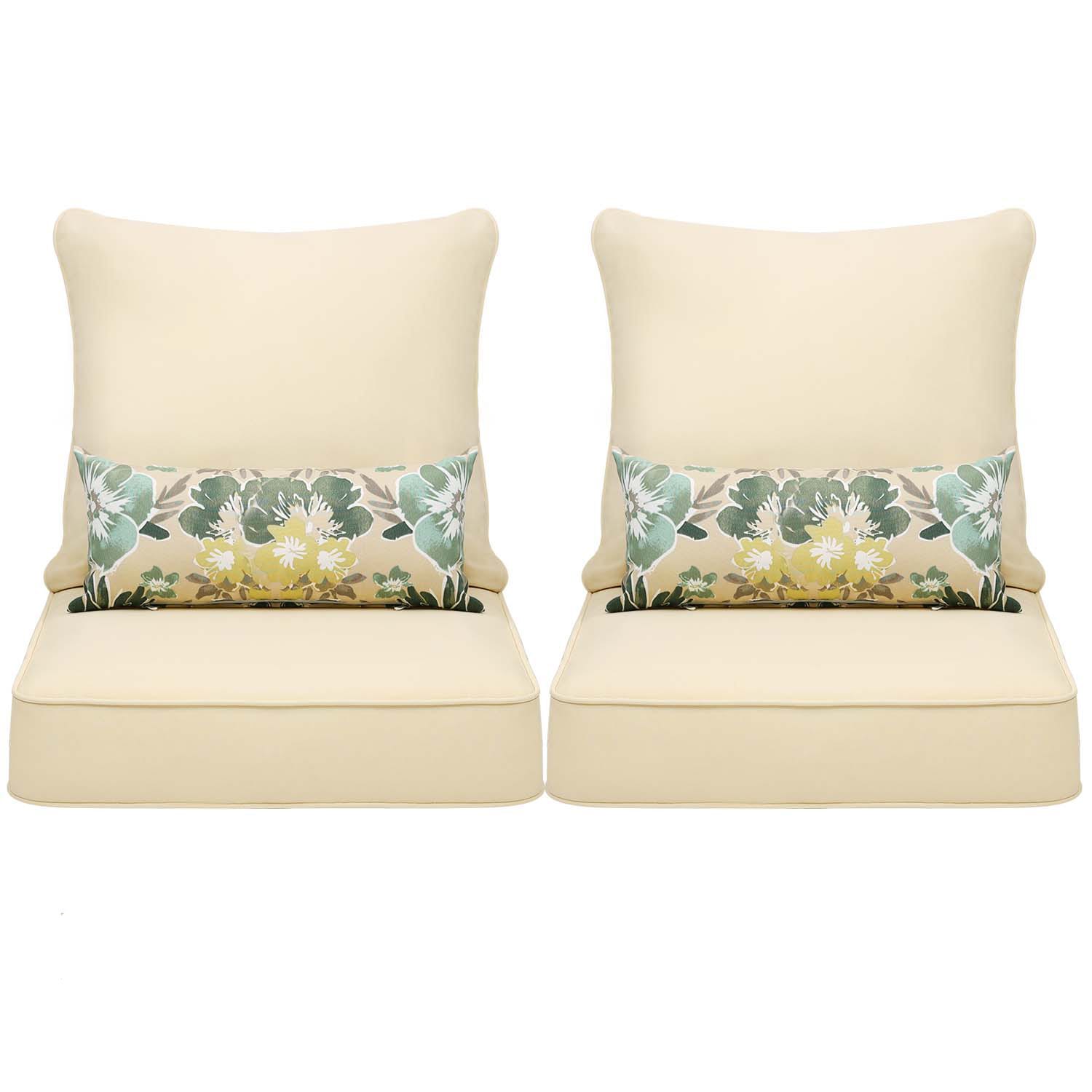 Aoodor A059-PLNLN 24-in x 24-in 6 -Piece Beige Deep seat patio chair cushion