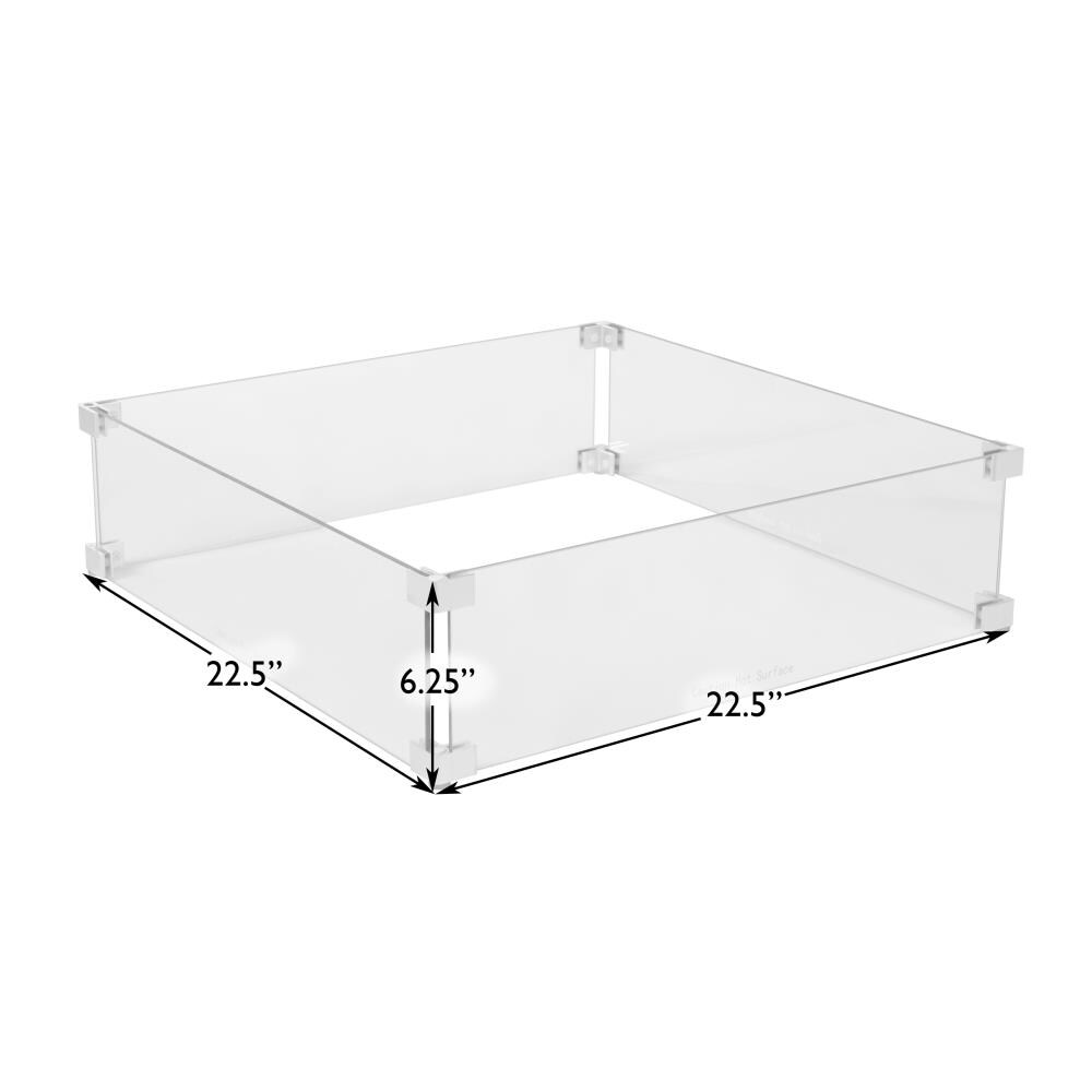 Clear Tempered Glass Wind Guard for Square Fire Pits