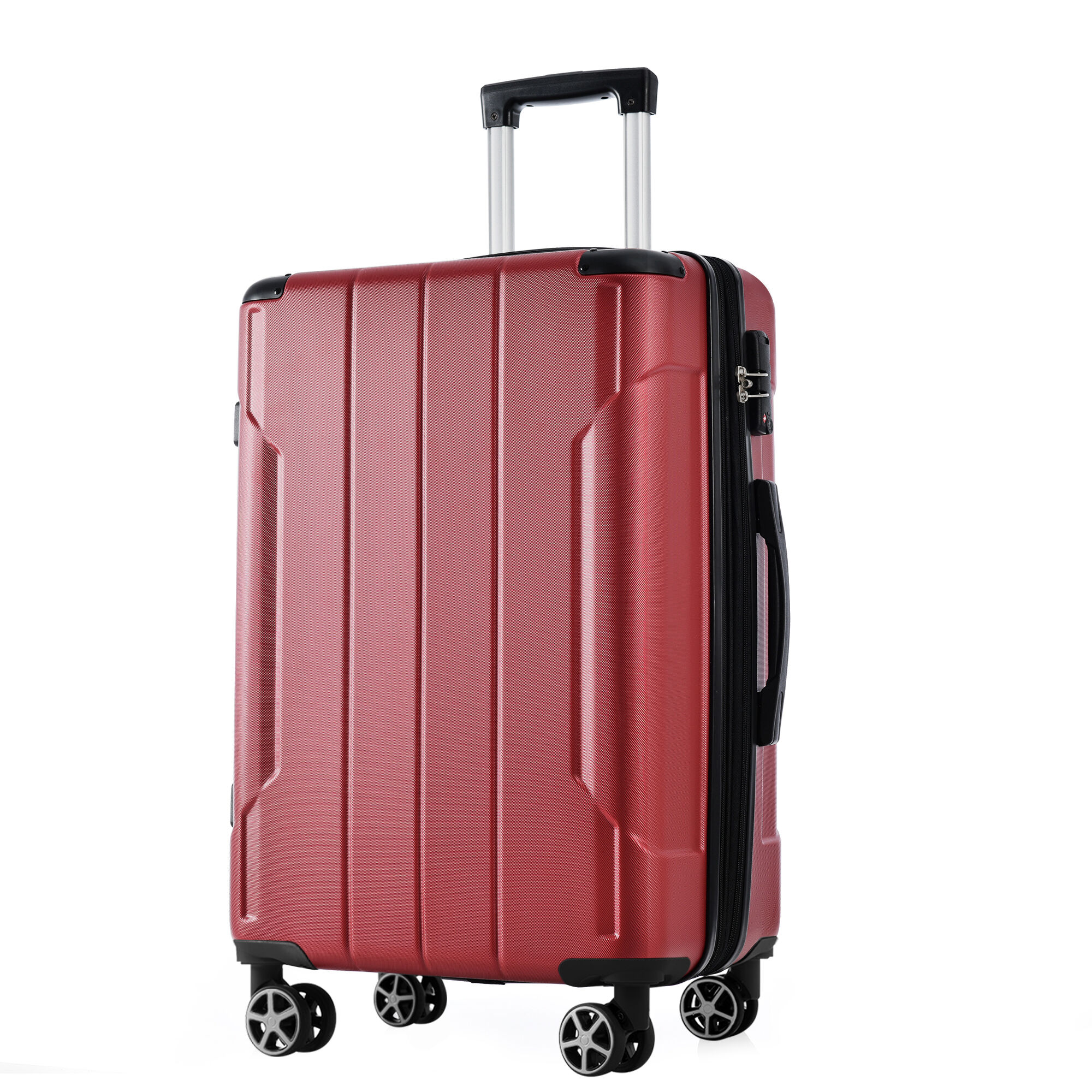 Bybafun - Hardshell 19.5x12x30" Plastic Red Spinner Suitcase