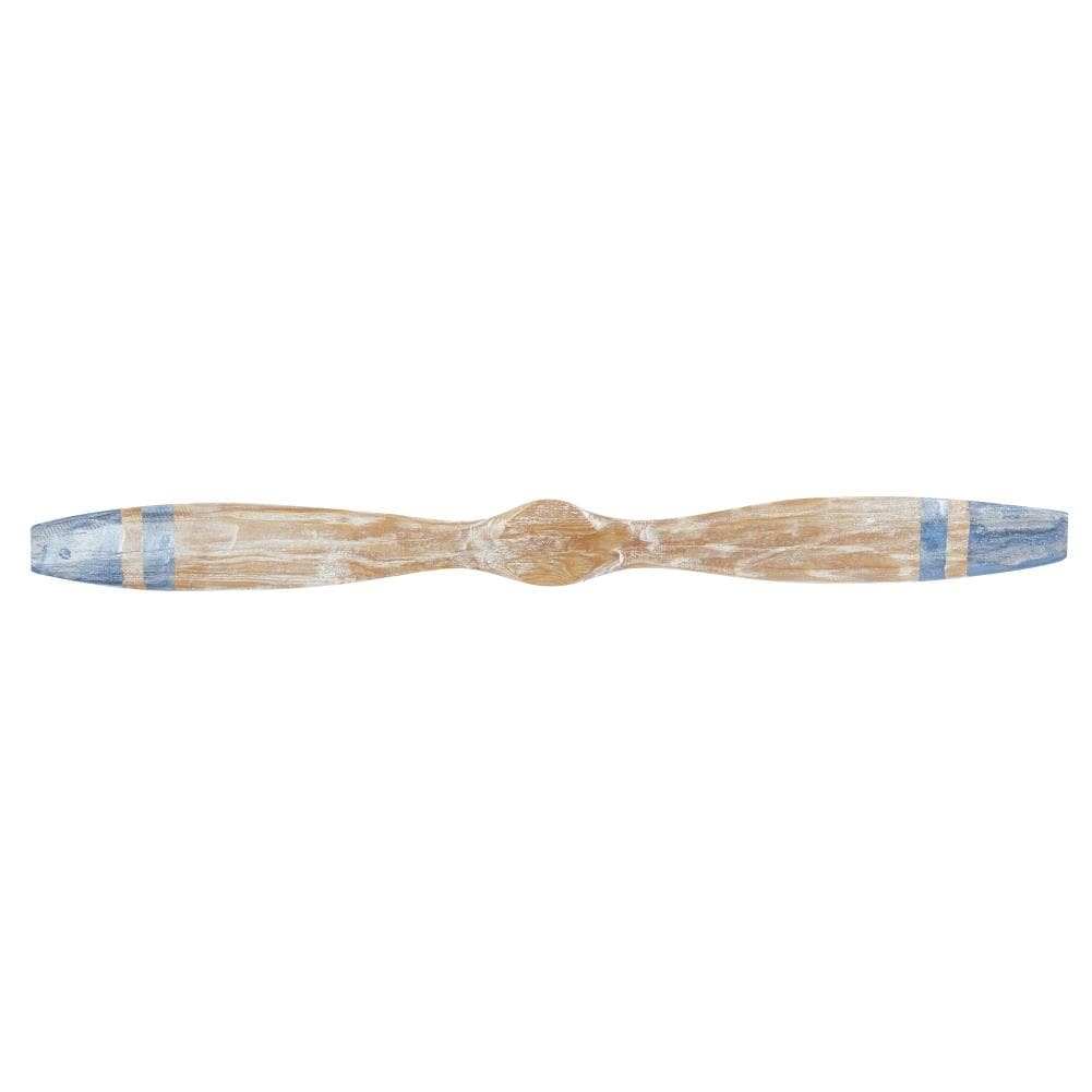 Grayson Lane 92672 47-in W x 4-in H Wood 2 Blade Airplane Propeller with Aviation Detailing Industrial Wall Sculpture