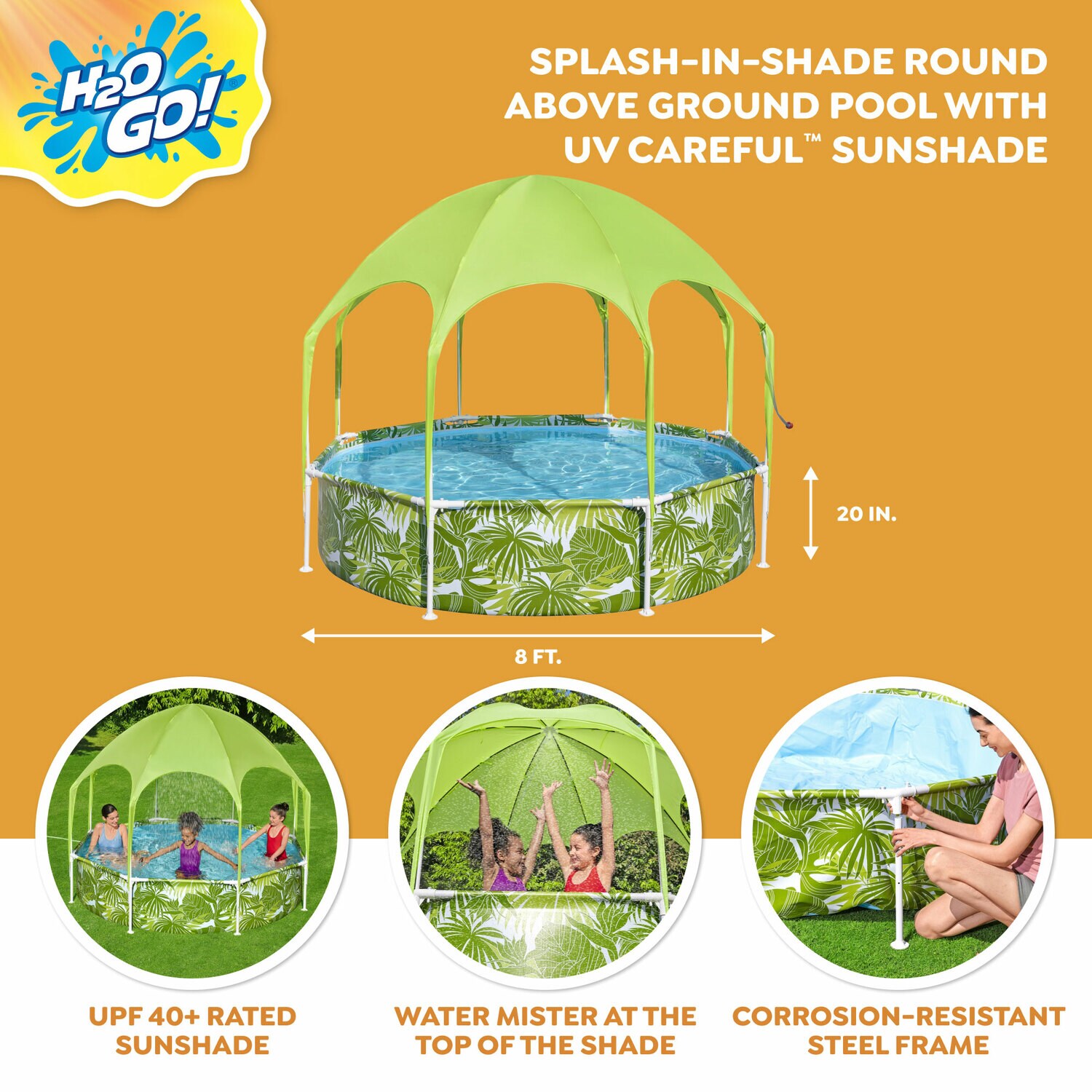 H2OGO! 96-Inches L x 96-Inches W Green, White, Blue Round Kiddie Pool