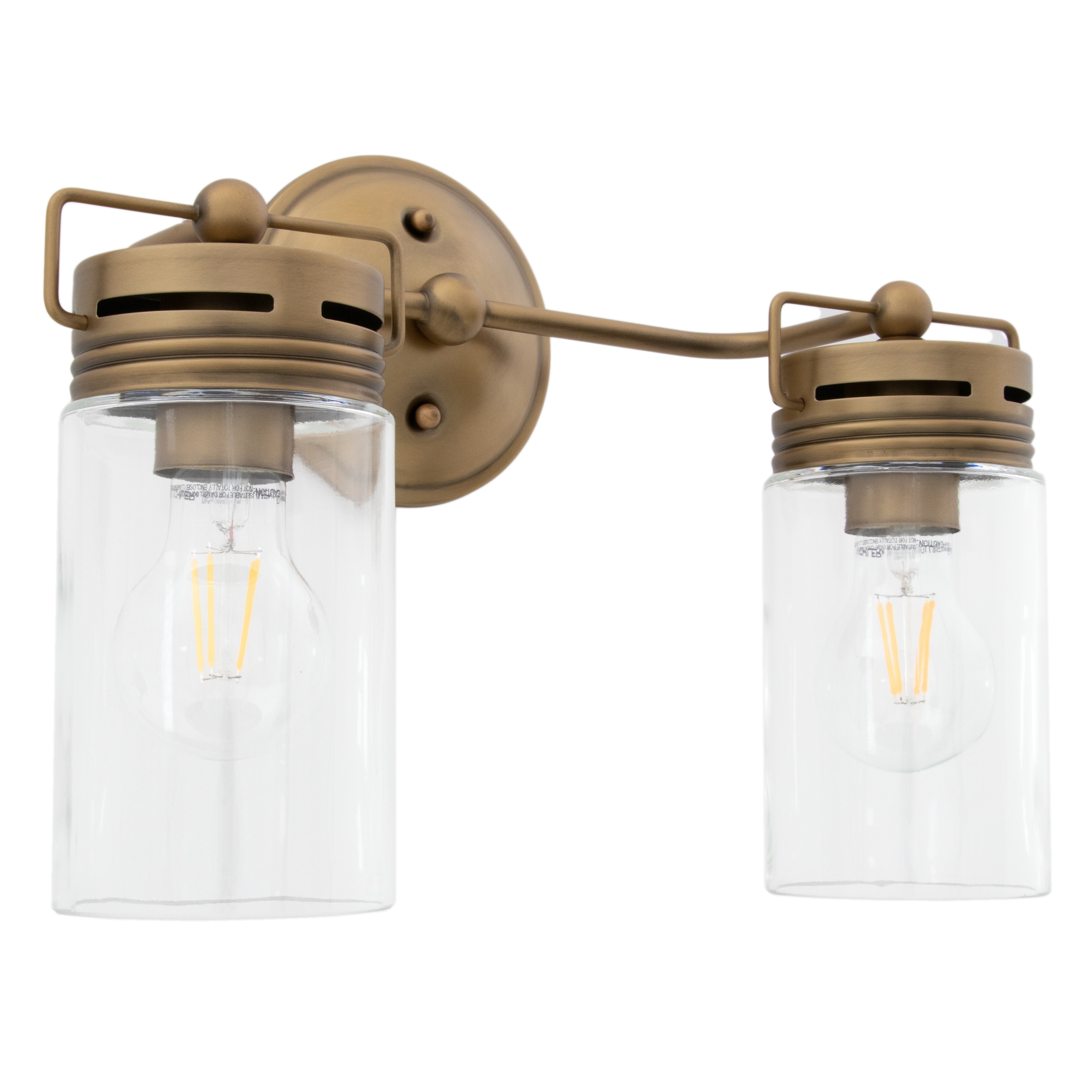 allen + roth Vallymede 14.25-in 2-Light Gold Farmhouse Vanity Light in ...