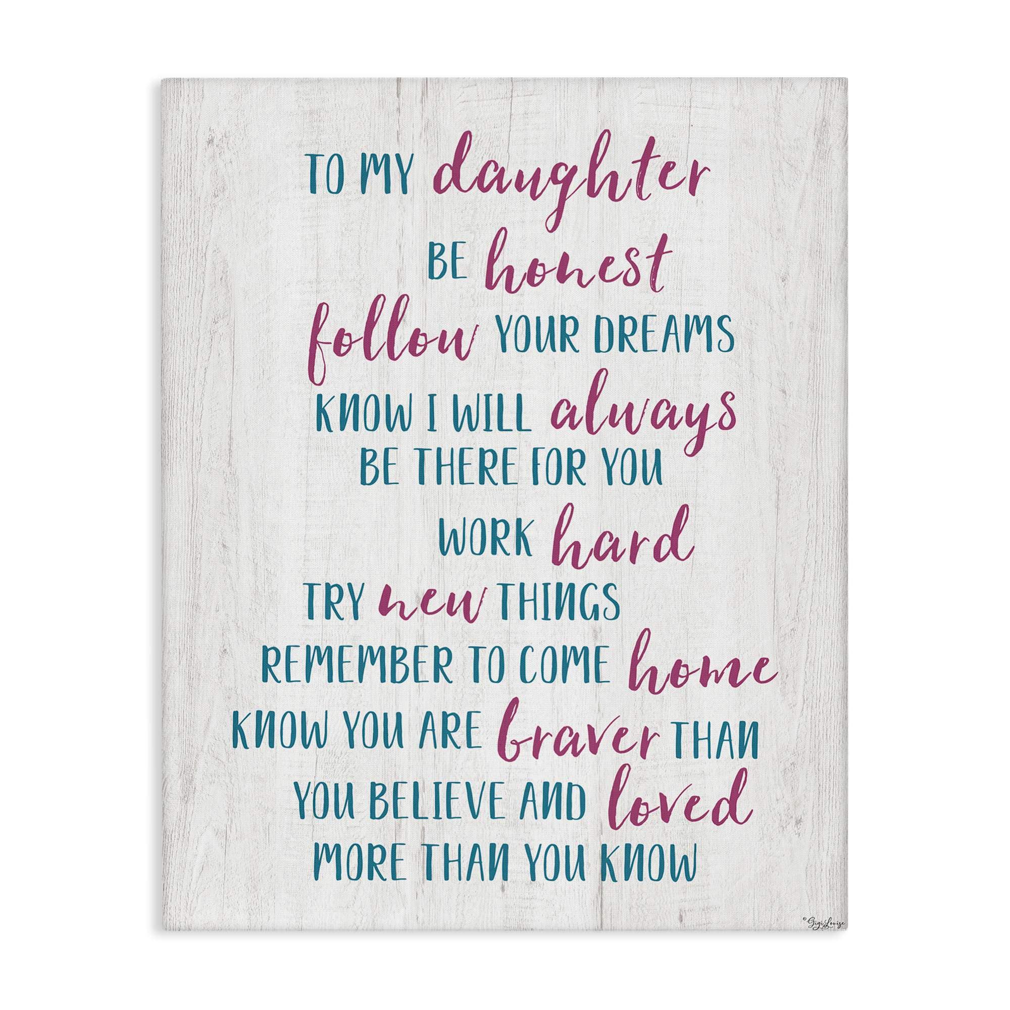 Stupell Industries BS-437-CN-16X20 To My Daughter Positive Parent Canvas Wall Art By Gigi Louise 16 x 20
