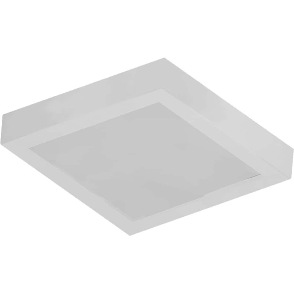 Satin White Square LED Flush Mount Ceiling Light, Modern 8"