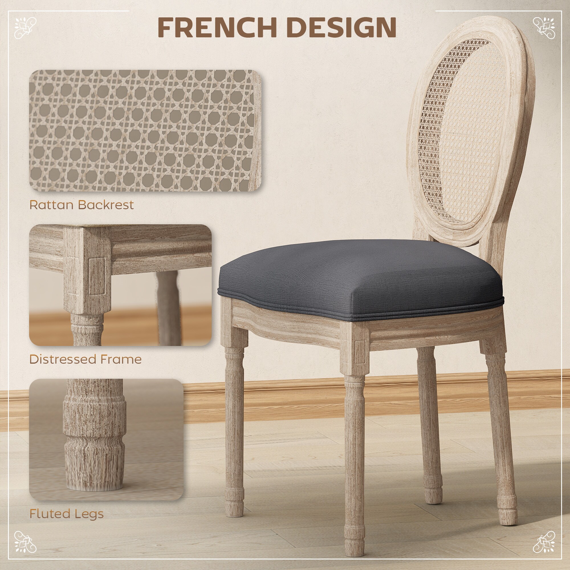 HomCom 835-523V80GY Dining-Chairs - View #9