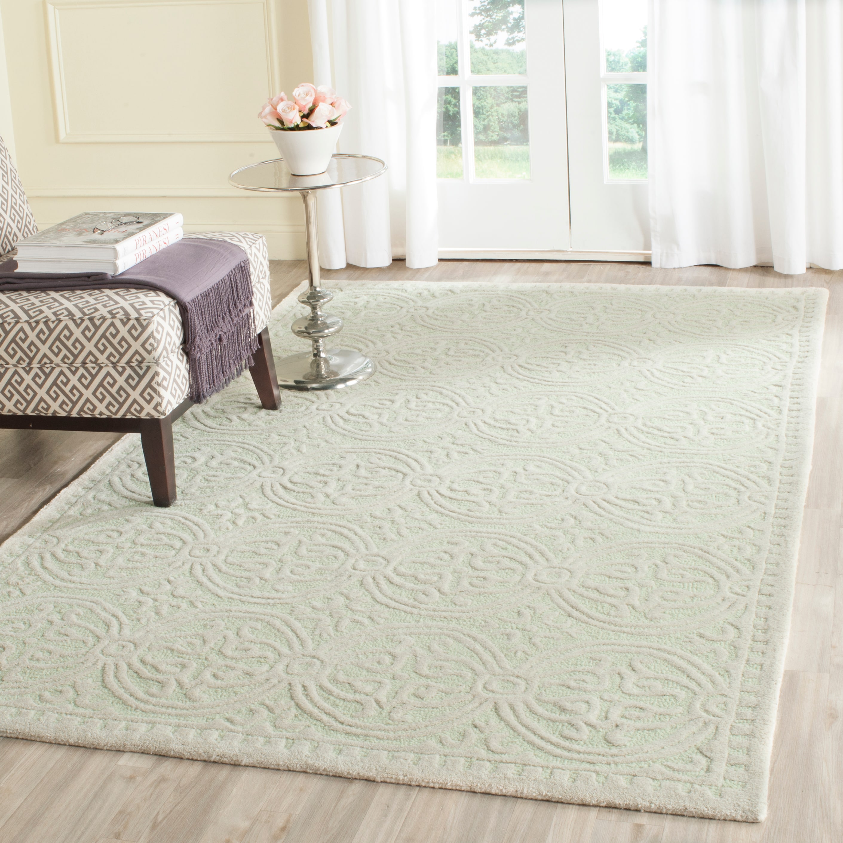  Cambridge 123 Light Green/Ivory Contemporary 4ft x 6ft Small Rectangle Rug
