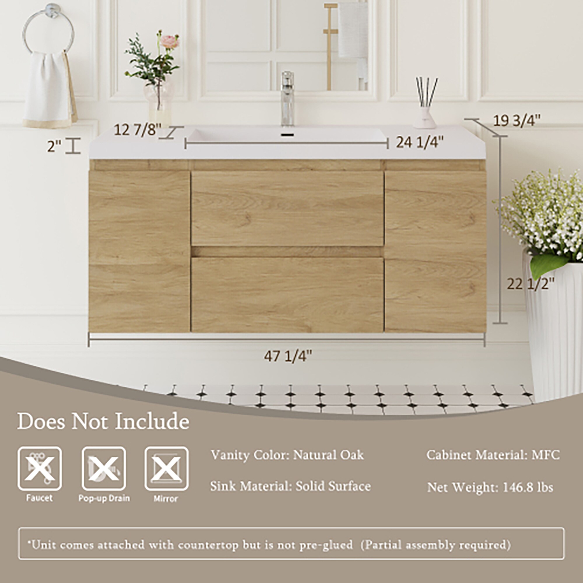 CASAINC MS-20048-CAB-WH-1 Bath-Vanity-Combo - View #9
