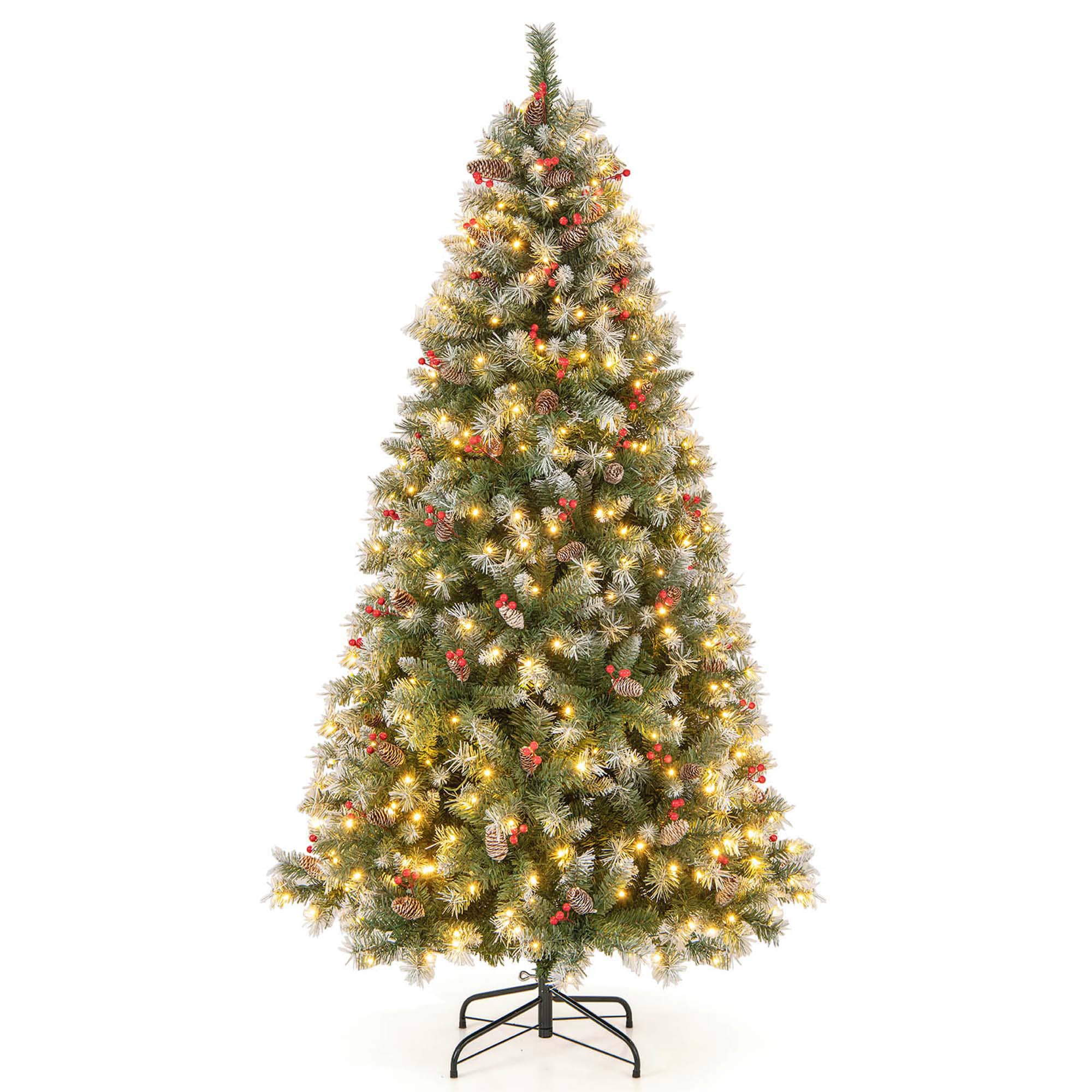 Costway LWS00751 7.5-ft Pre-lit White Artificial Christmas Tree with Multicolor LED Lights