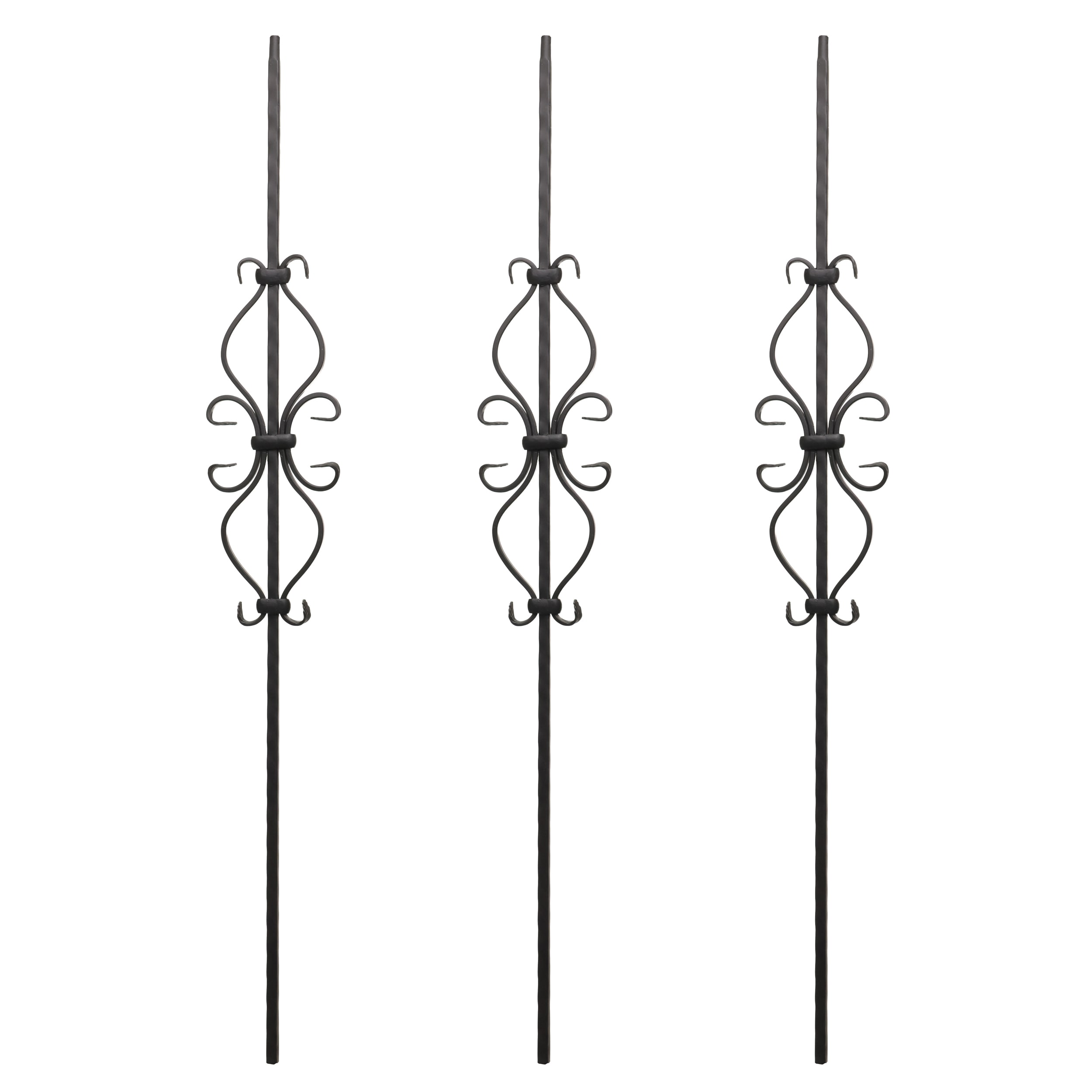 RELIABILT WGT35SB 43-in x 0.5-in Satin Black Wrought Iron Scroll Stair Baluster (3-Pack)