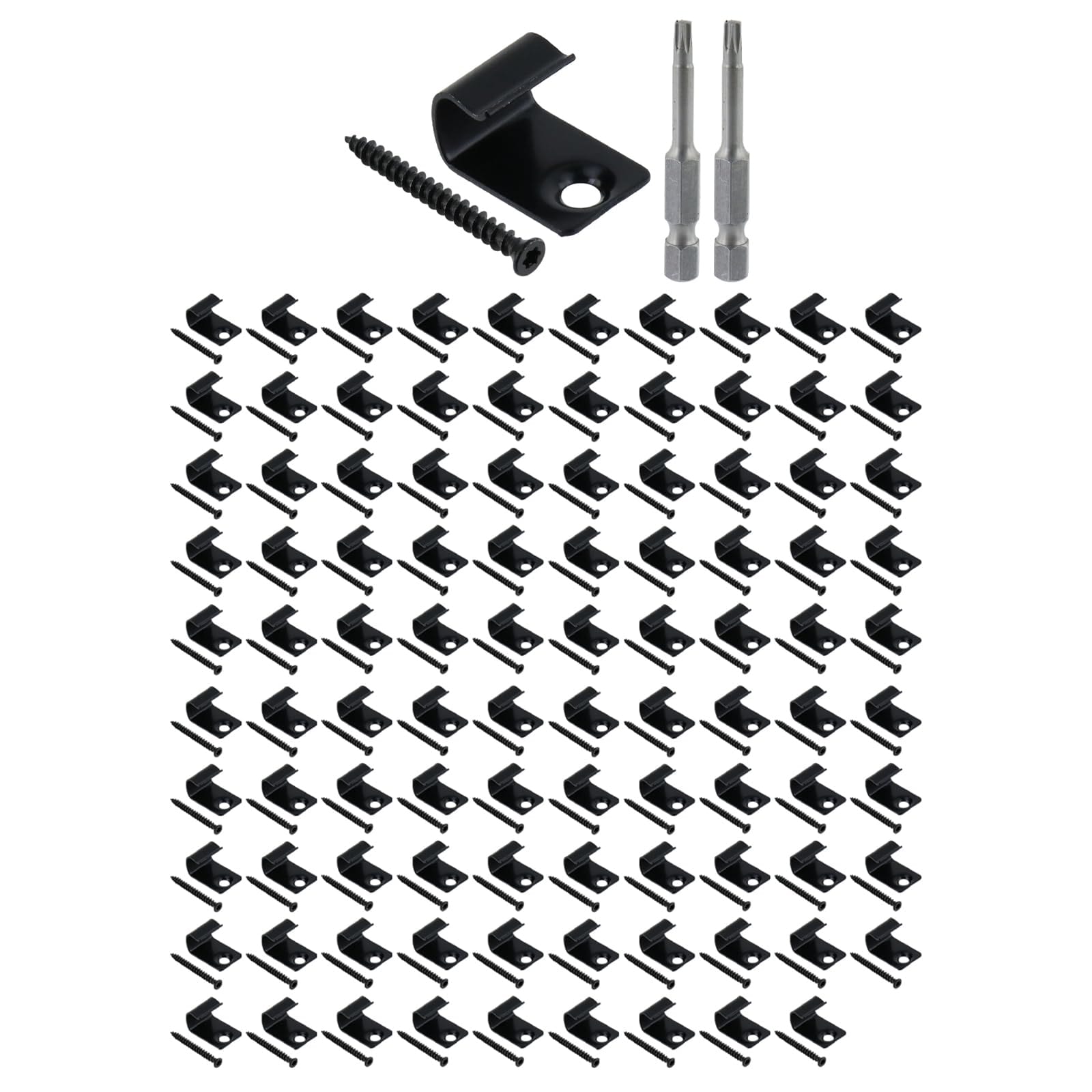 Phewnyzo  Black Starter Deck Clips 100 Pack Universal Hidden Fasteners for Composite Wood Decking durable home and garden accessory designed for