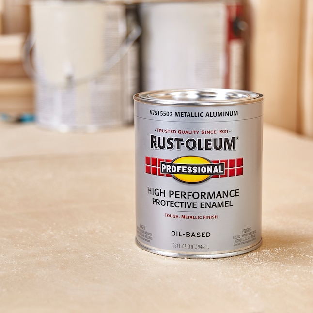 Rust Oleum Professional Gloss Aluminum Enamel Interior Exterior Paint 1 Quart In The Department At Com - Aluminum Color Paint For Metal