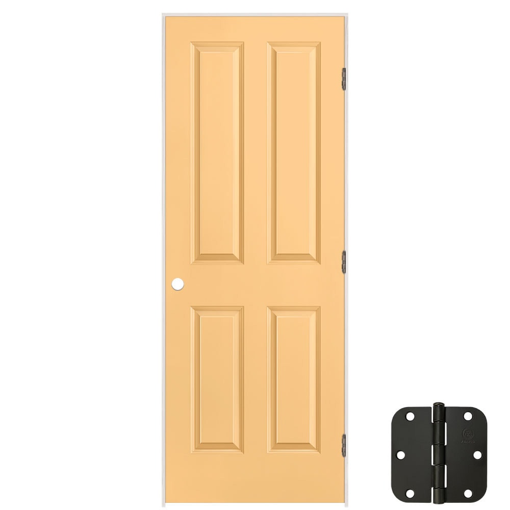 Masonite 627233 24-in x 80-in Marigold Solid core 4 panel square Left hand Smooth Prefinished Molded composite Flat Jamb Single Prehung Interior Door