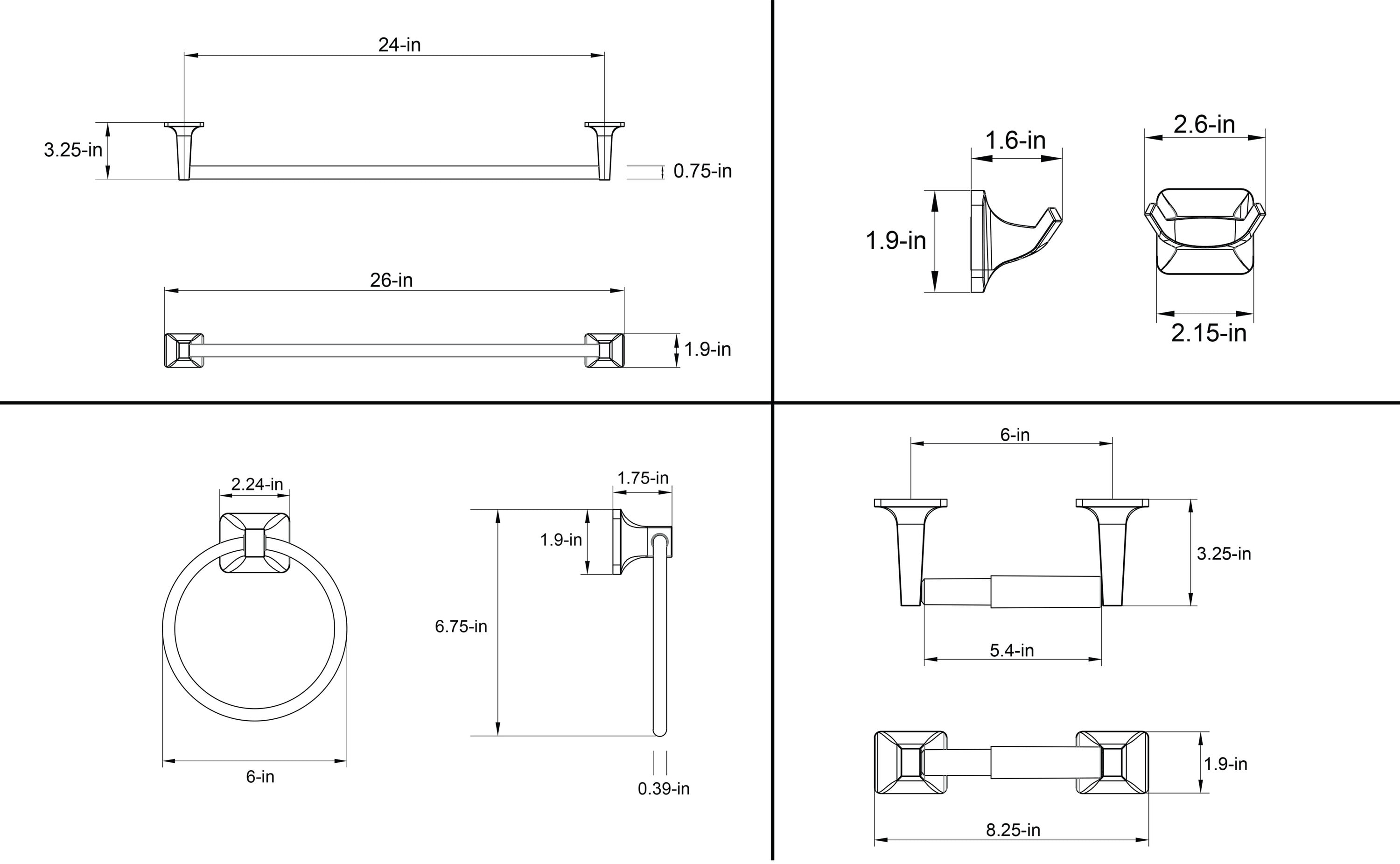 Project Source 4-Piece Seton Decorative Bathroom Hardware Set - Brushed Nickel - Each