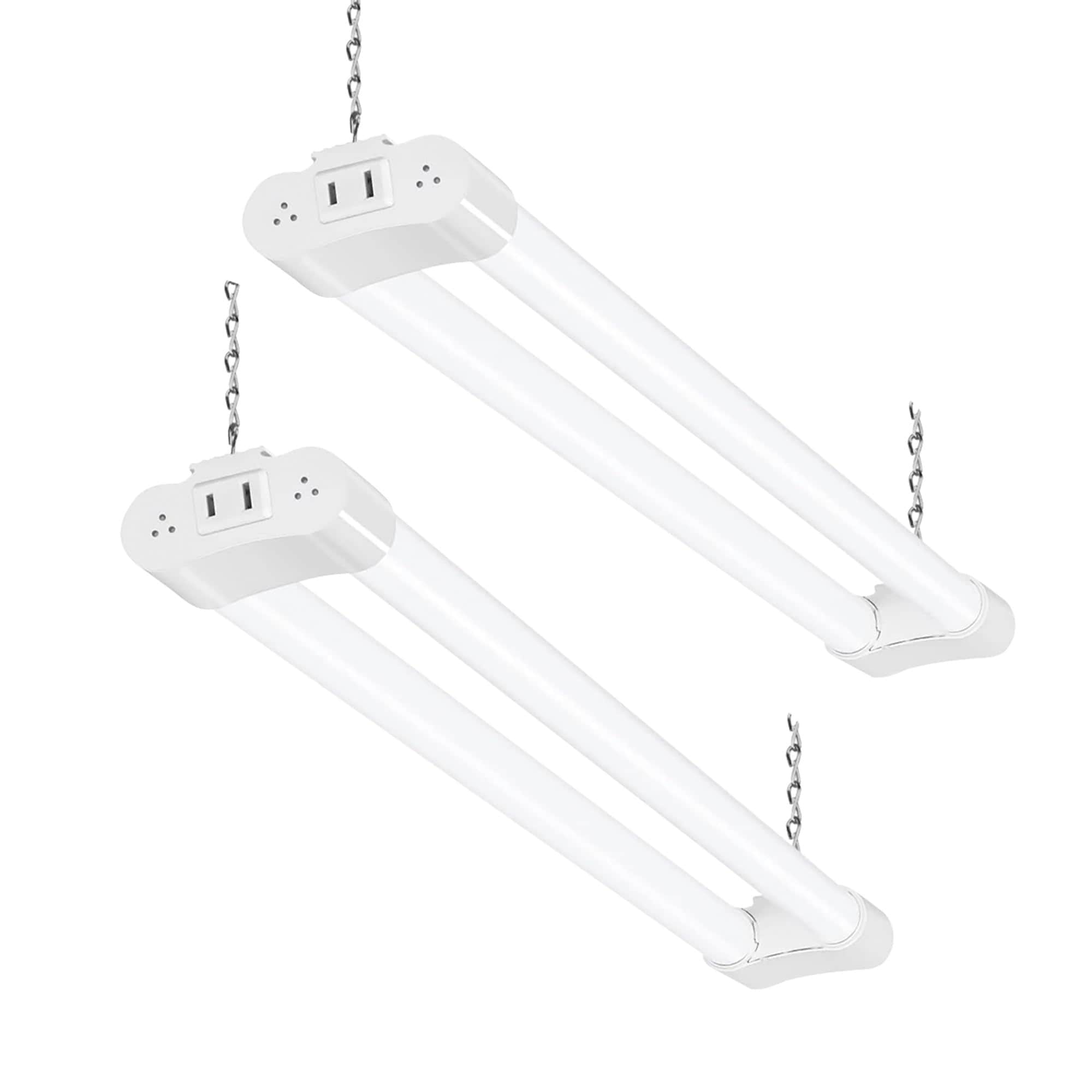 AOIZGMY  2 Pack 2 Foot LED Shop Light 22W 2400 Lumen 5000K Daylight White Linkable Plug In Ceiling Fixture for Garage Workshop Basement Surface Mount