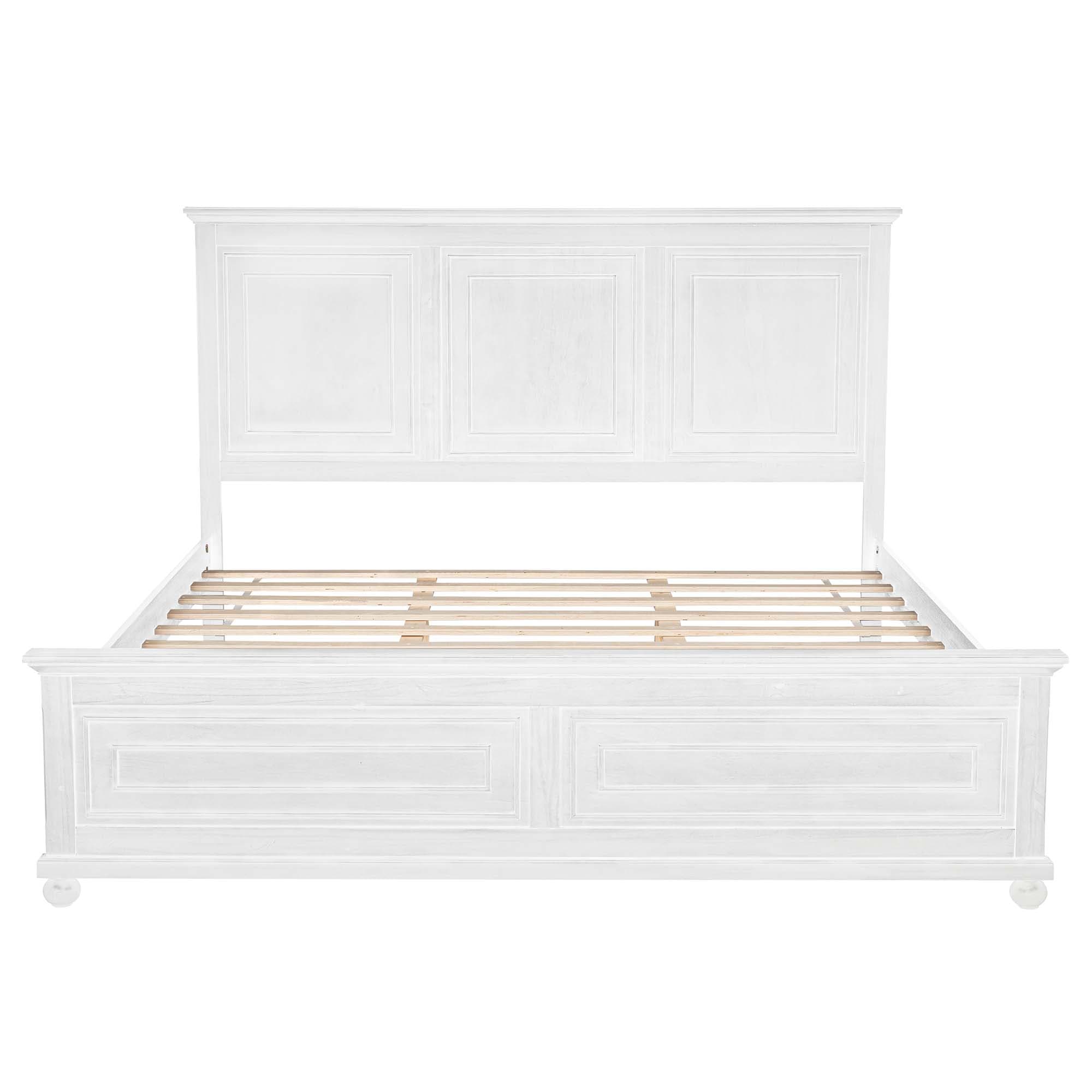 JJJ King White Wood Bed Frame Storage with Headboard
