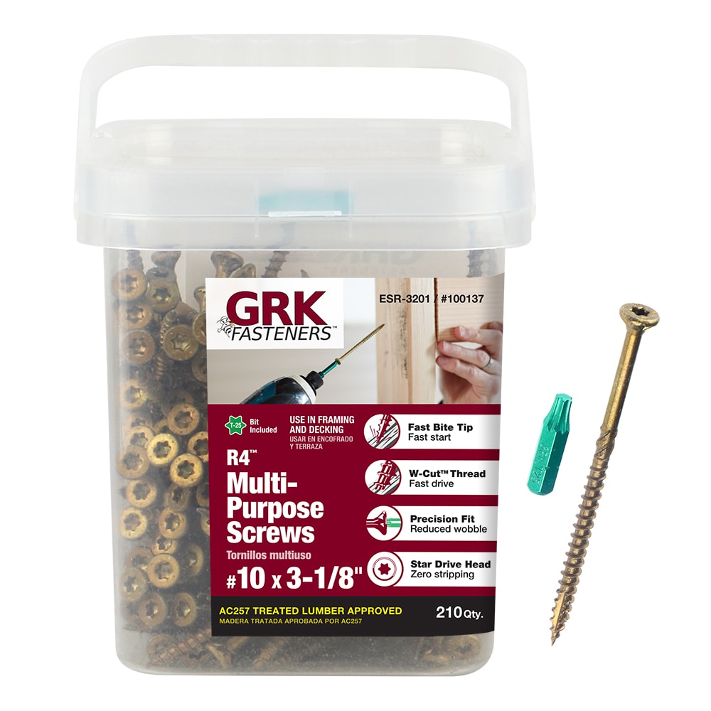 GRK #10 x 3-1/8-in Polymer R4 Exterior Wood Screws (210-Per Box) in the ...