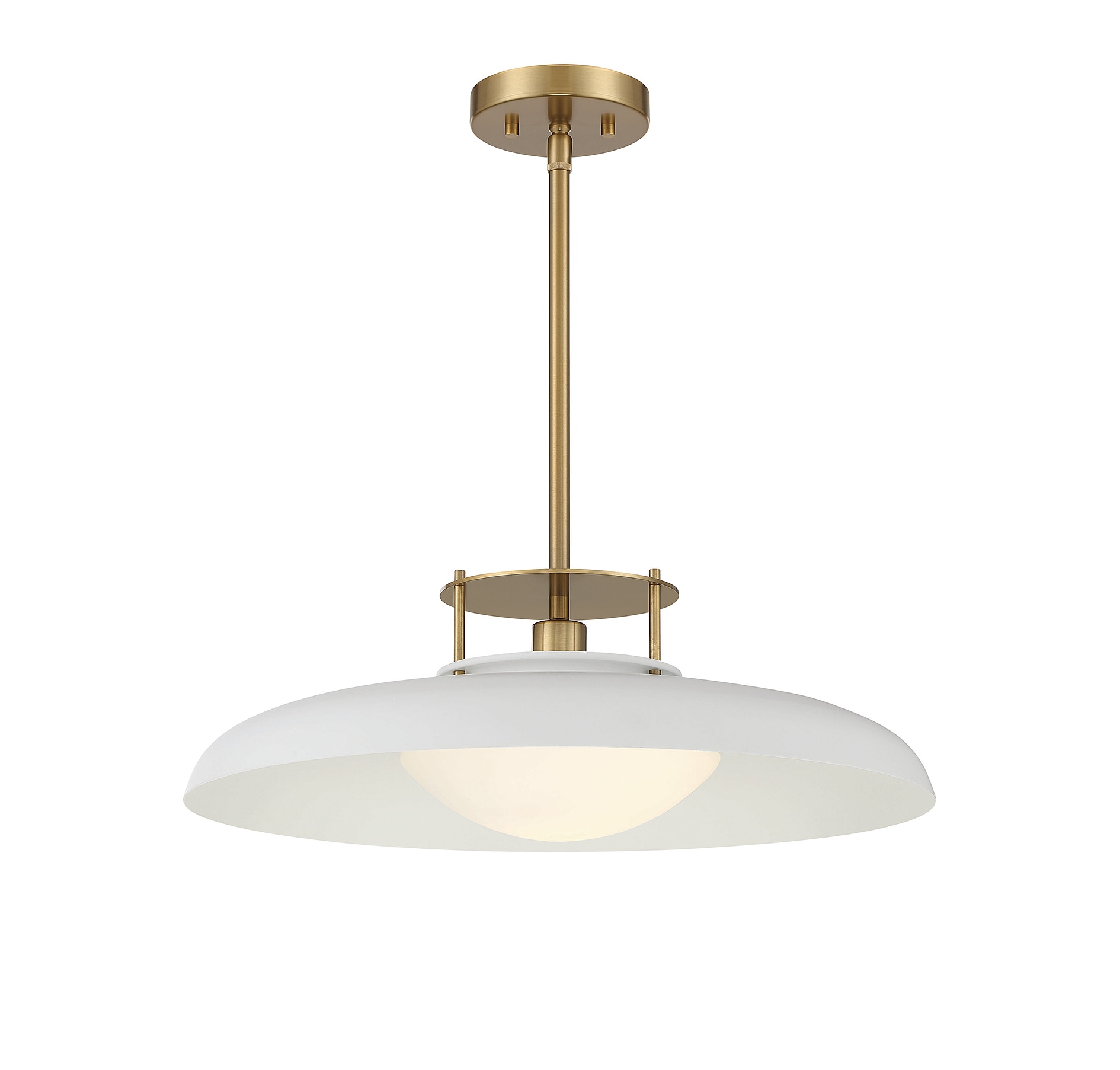 Savoy House 7-1690-1-142 Gavin White with Warm Brass Accents Vintage Opal glass Dome Medium Hanging Pendant light