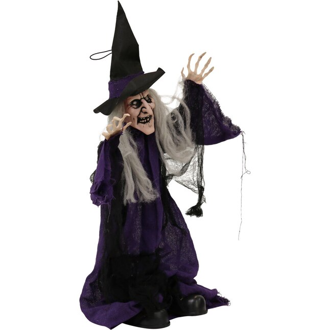 Haunted Hill Farm 31-in Screeching Lighted Animatronic Witch Figurine ...