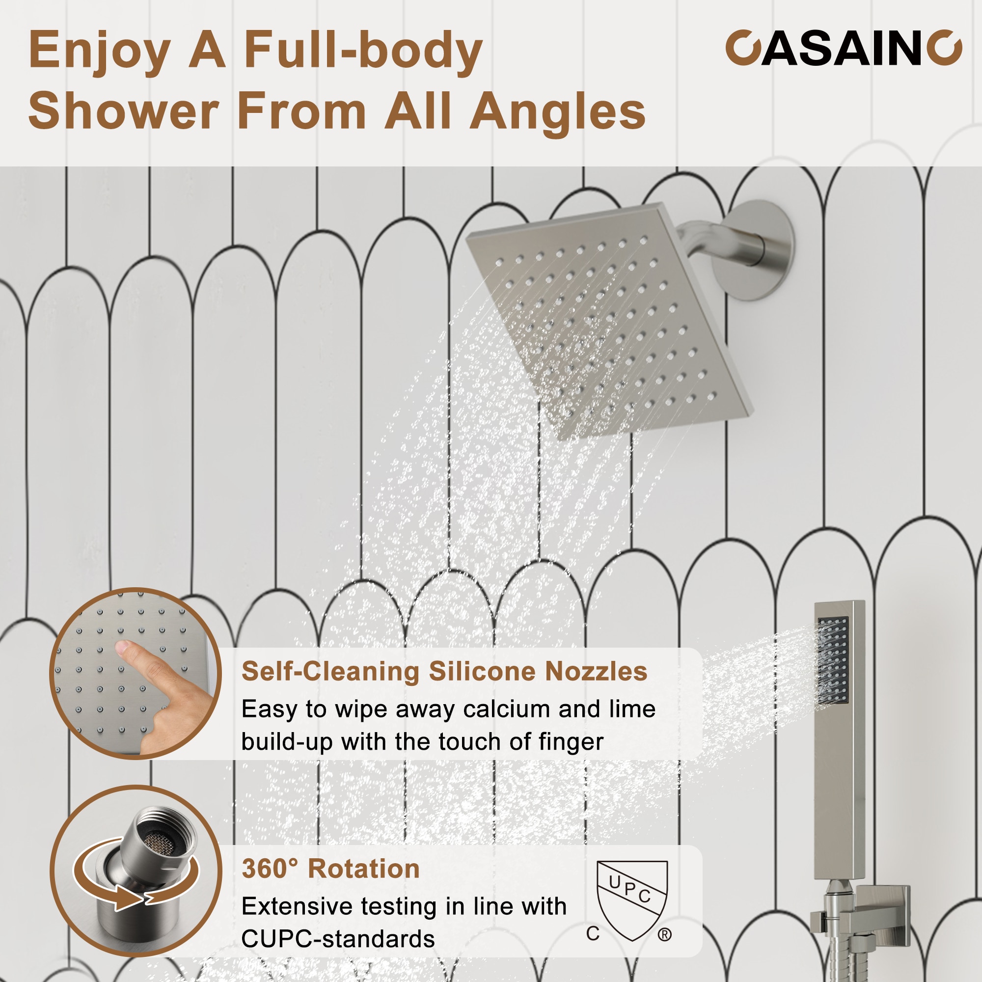 CASAINC KCHS0018-LEDBN Showerhead-Bar-Panels - View #8