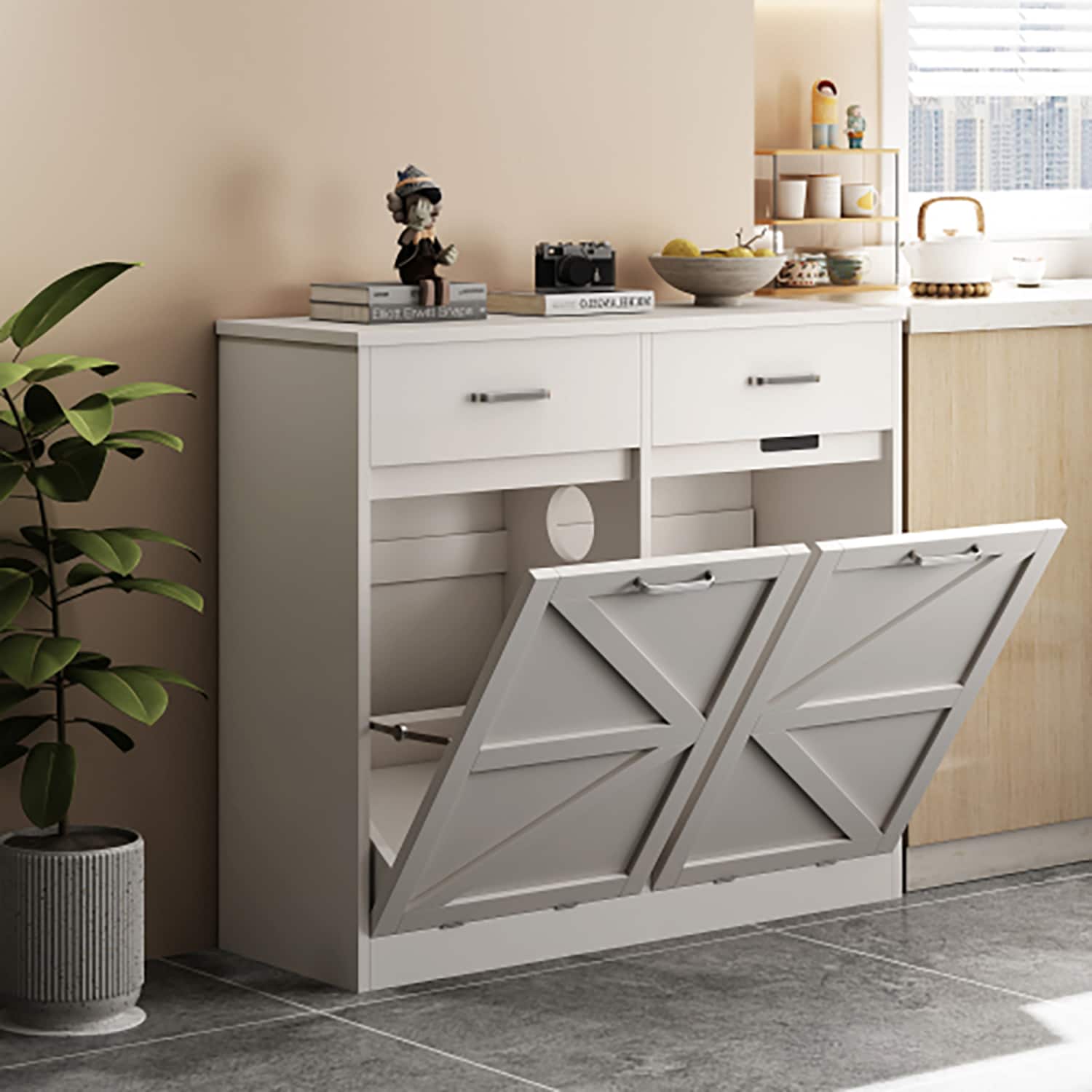 GZMR GZ-MD-V3-BKBL 13.8-in W 2 -Door White Accent Cabinet