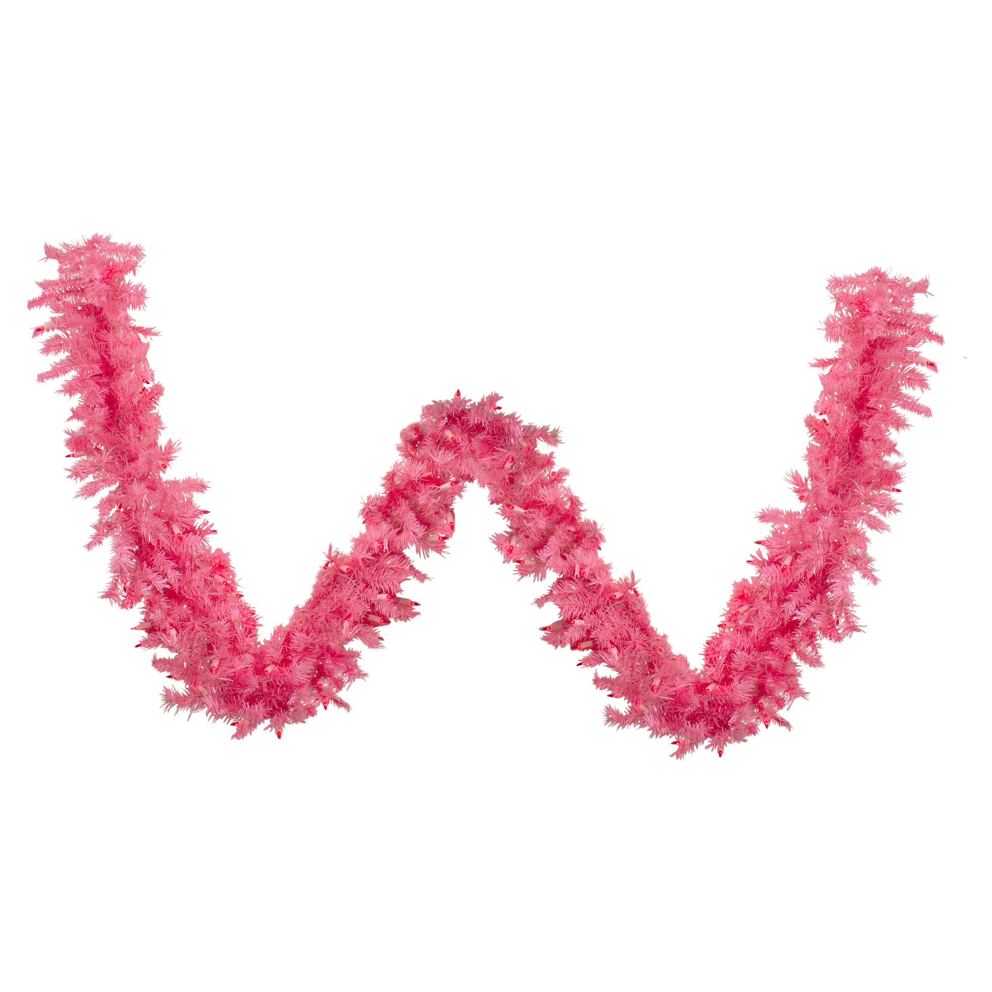 Northlight 34318918 Indoor Pre-lit Electrical outlet 9-ft Spruce Artificial Garland with Pink Incandescent Lights