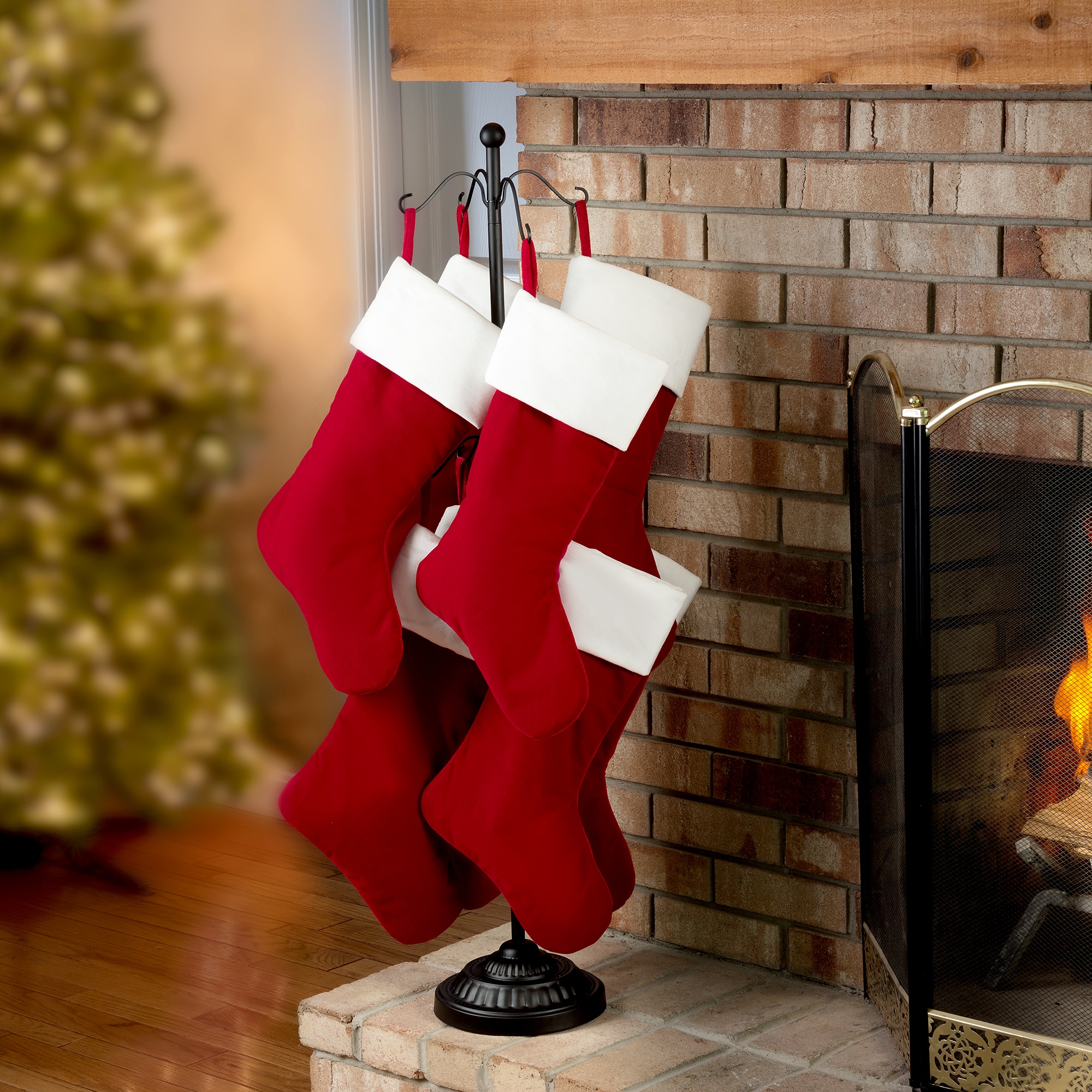 Adjustable Black Metal Christmas Stocking Tree Stand
