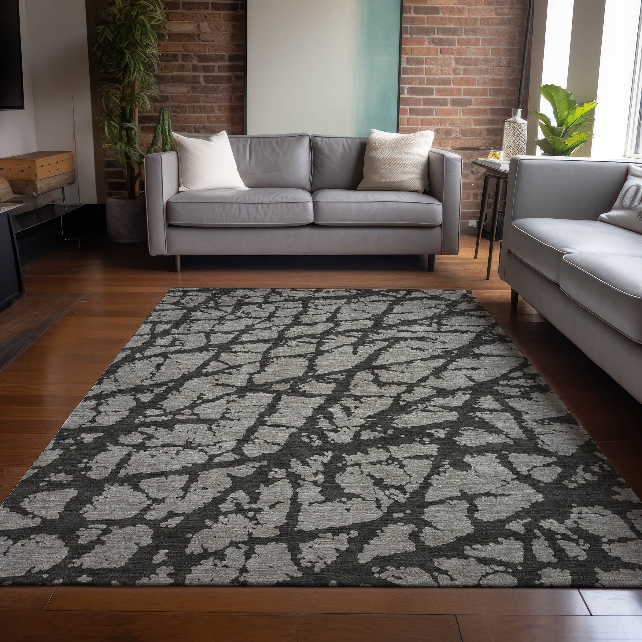 Addison Rugs ACN501GY9X12 Chantille ACN501GY 9 x 12 (ft) Polyester Gray Rectangular Indoor/Outdoor Geometric Machine washable Area rug
