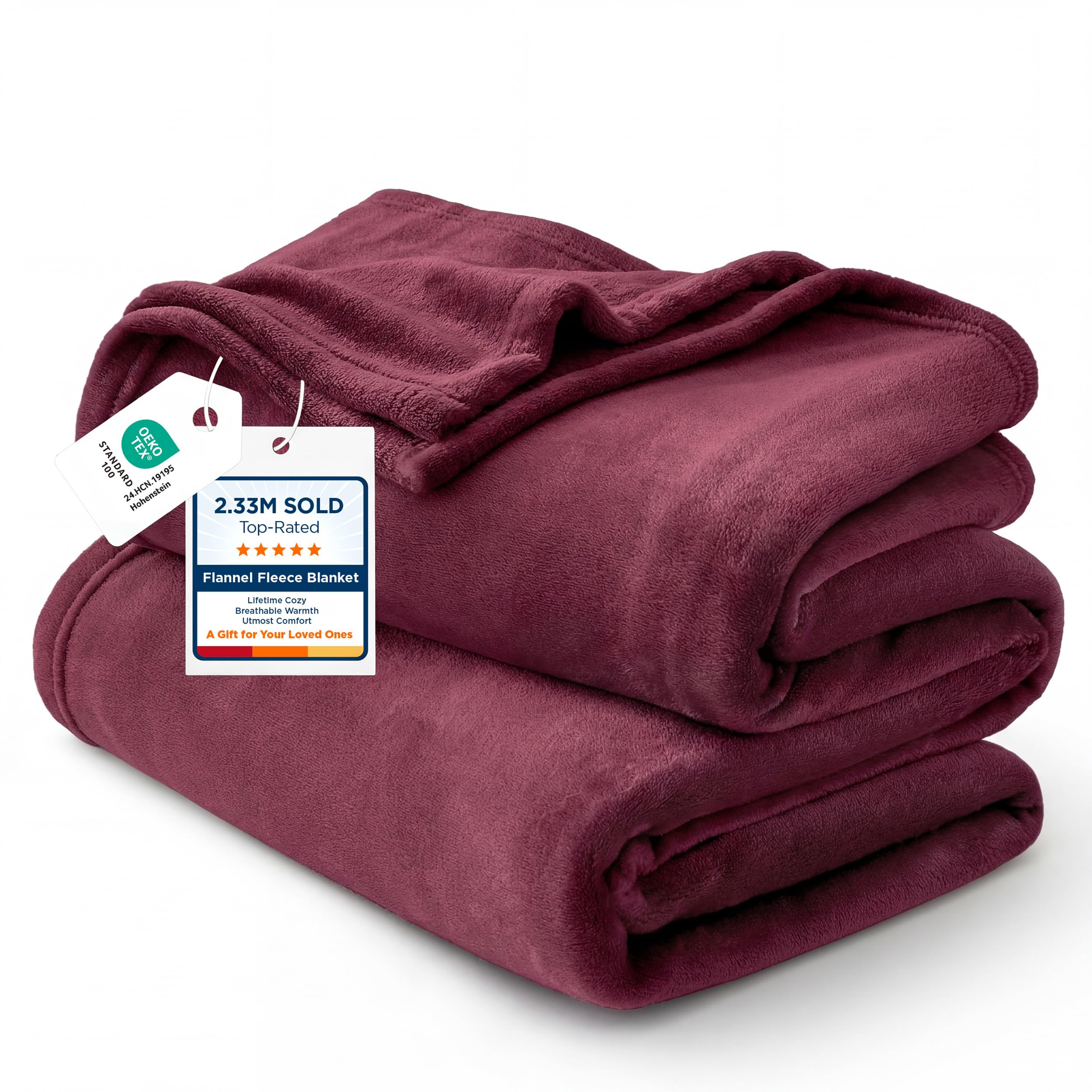 Bedsure 60x80 Twin 1-Piece Red Flannel Blanket