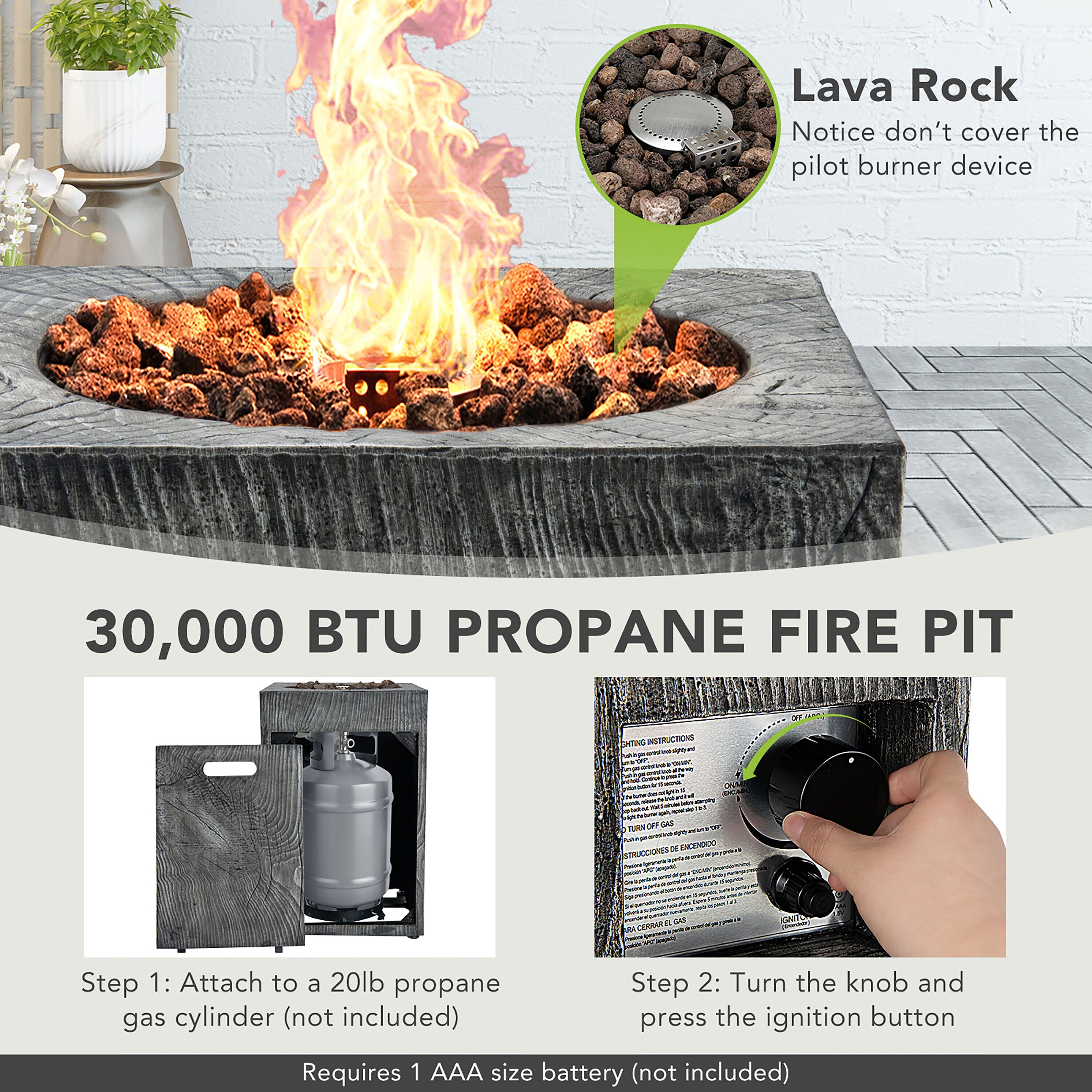 Costway NP10422GR Outdoor-Woodburning-Firepits - View #3