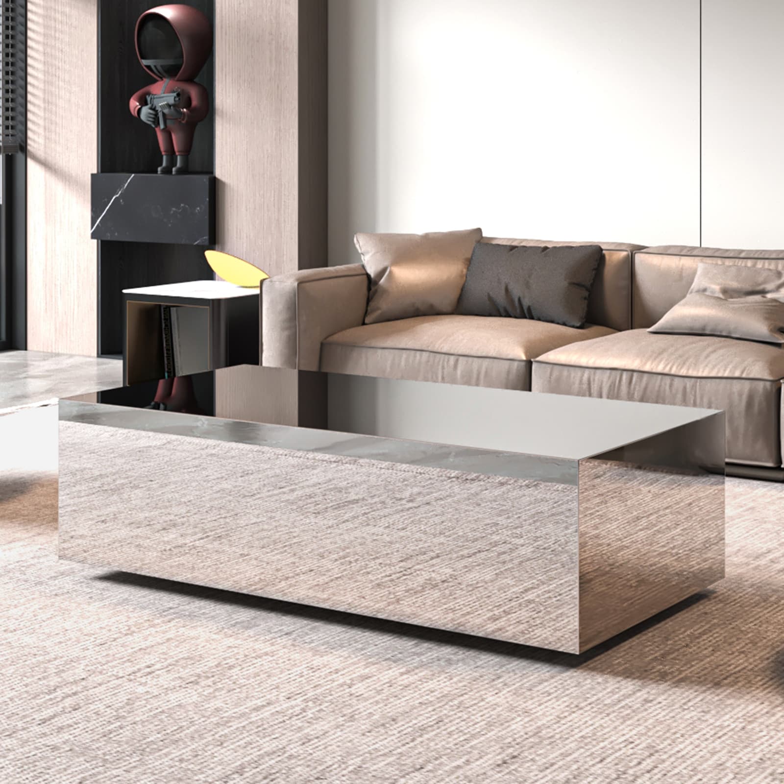 Bvldfamly VOXEL Glass Mirror Modern Coffee Table