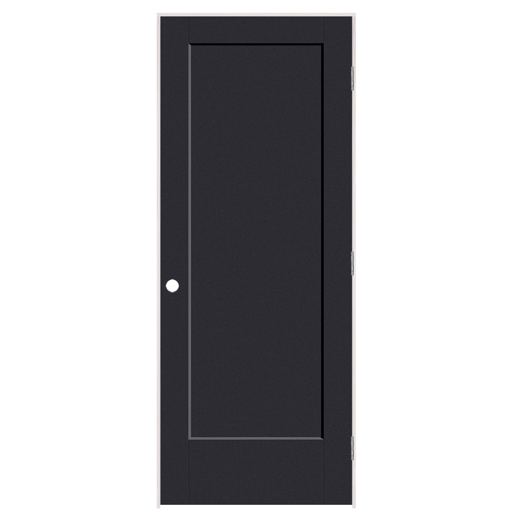 Masonite 895930 32-in x 80-in Midnight Solid core 1-panel Left hand Smooth Prefinished Molded composite Flat Jamb Single Prehung Interior Door