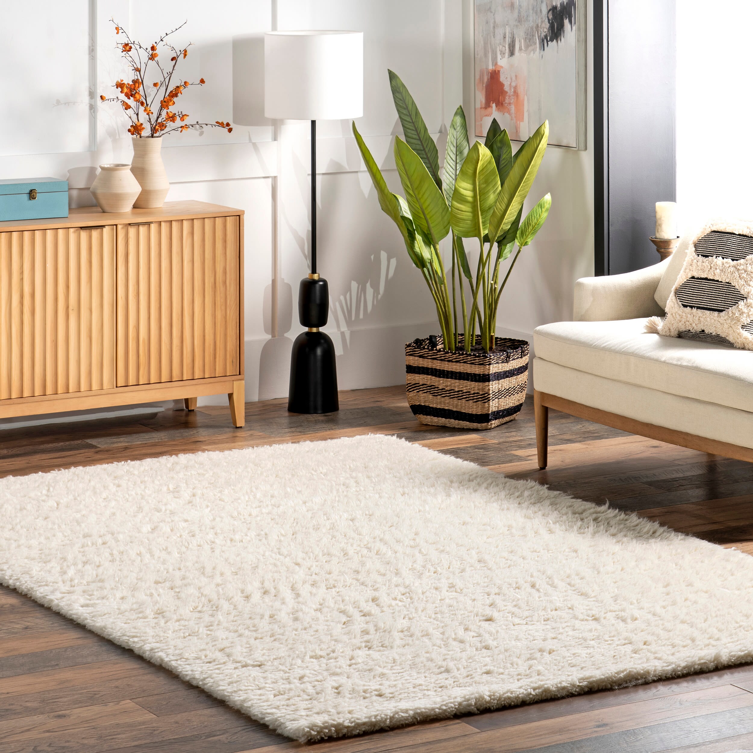 nuLOOM MTUR01A-406 4 x 6 (ft) Tufted Wool Solid Ivory Rectangular Indoor Solid Area rug
