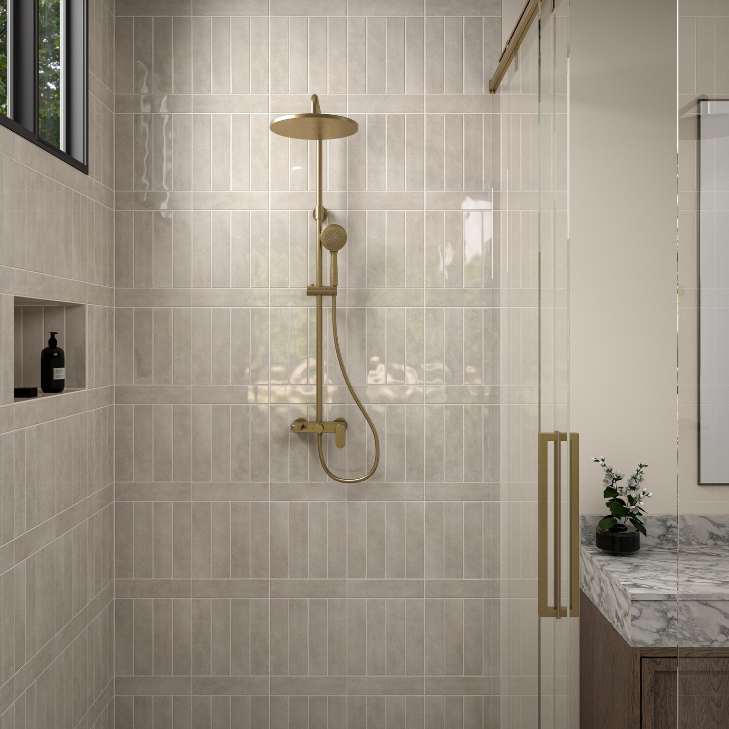 Daltile Core Crafted Light Beige 3-in x 12-in Glossy Ceramic