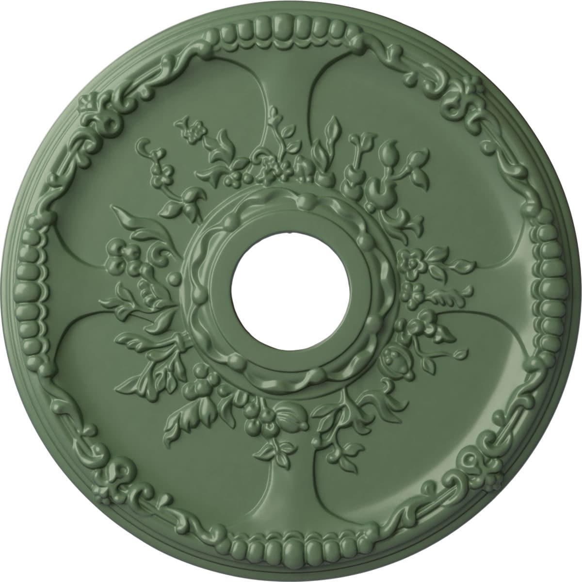 Ekena Millwork CM18SEAGF Antioch 18-in W x 18-in L Painted Athenian Green Polyurethane Whole Ceiling Medallion