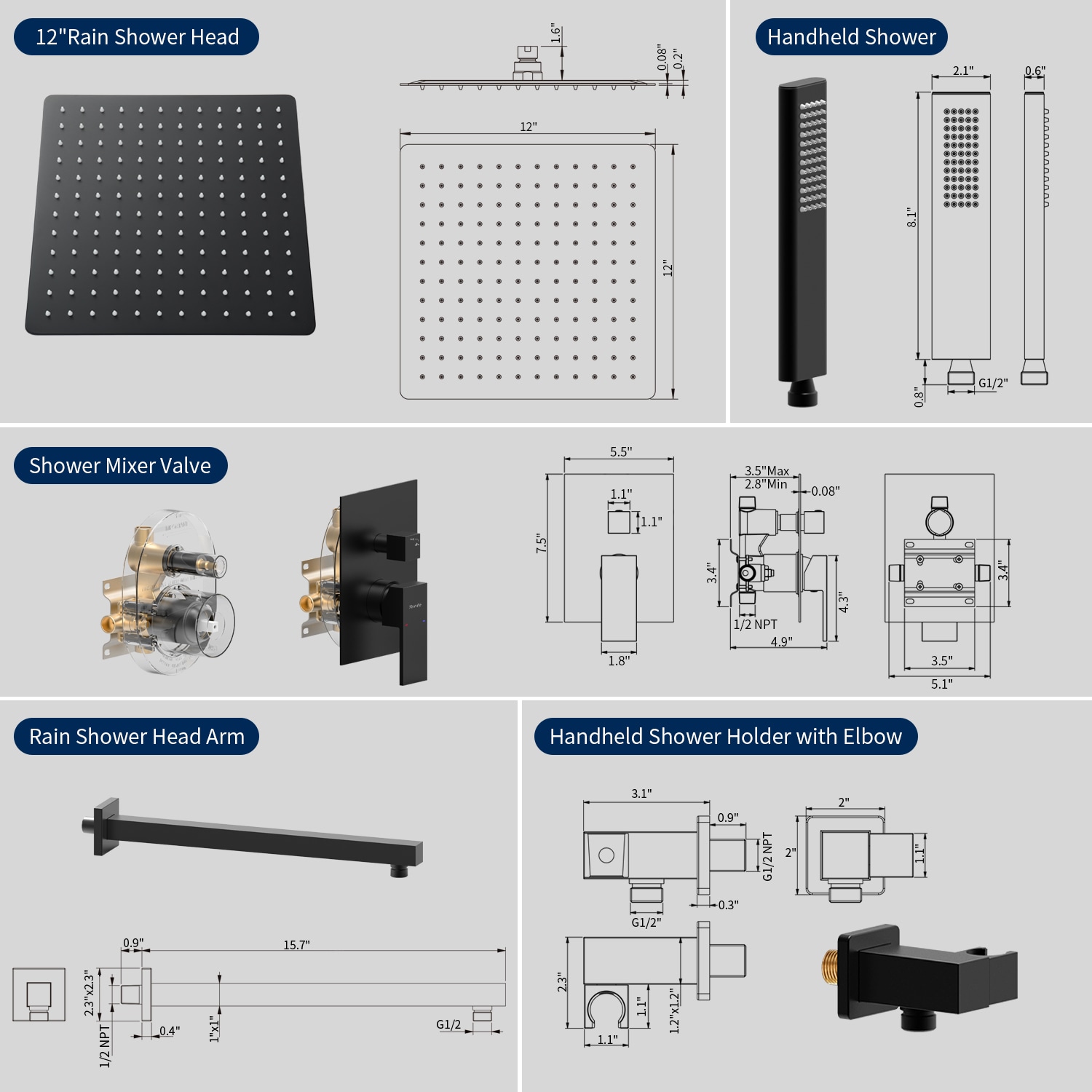 Tatayosi T277450 Showerhead-Bar-Panels - View #4