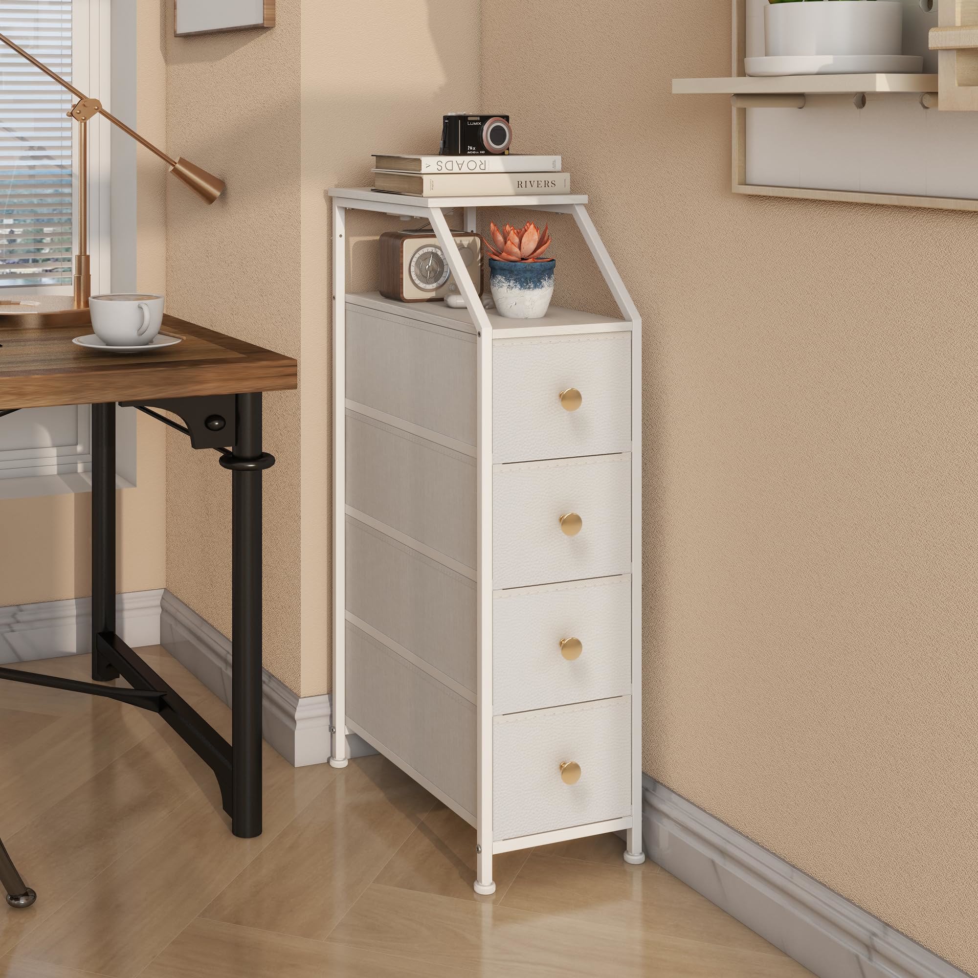 Etokfoks 4 Drawer Narrow Vertical Dresser with Charging Station