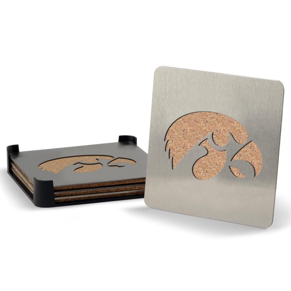 Iowa Hawkeyes Stainless Steel and Cork Coaster Set