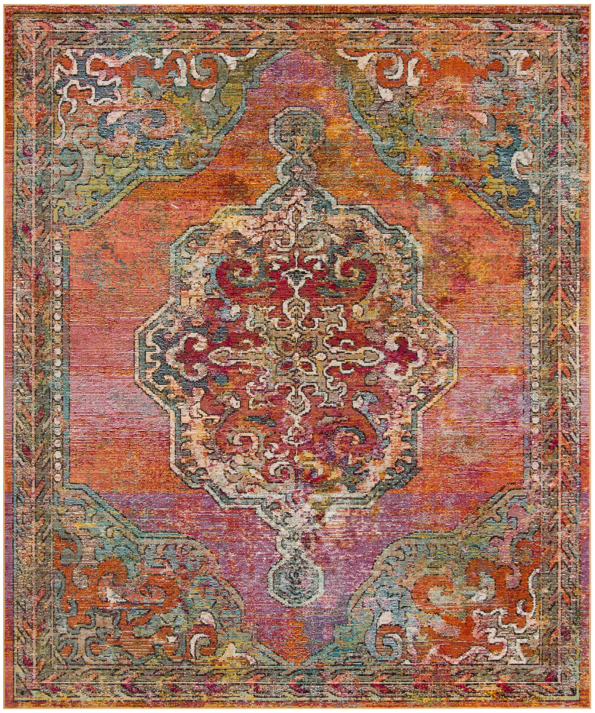 Handmade Rectangular Red Synthetic Easy Care Area Rug