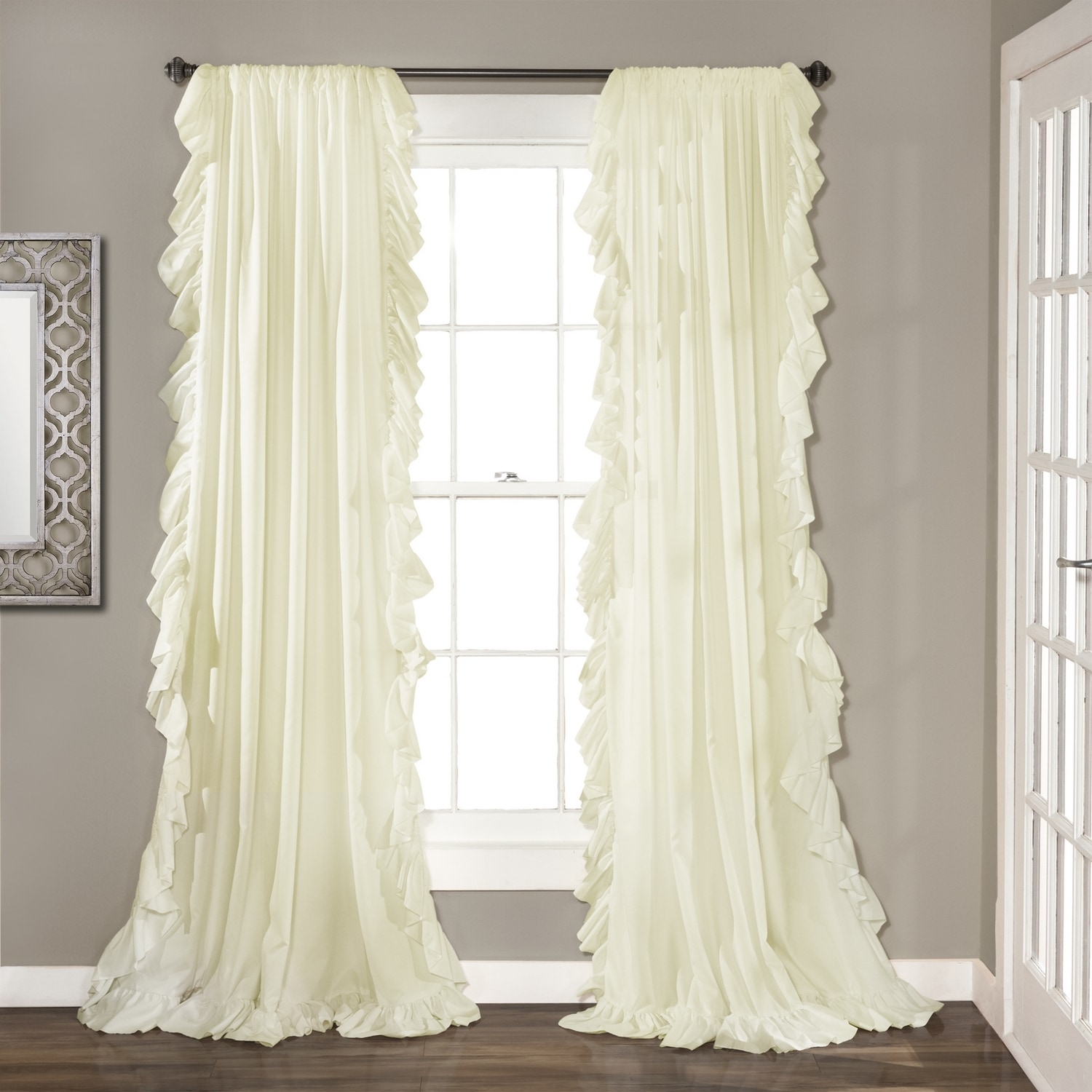 Lush Decor C40287P15-000 84-Inches Ivory Rod pocket Curtain panel pair