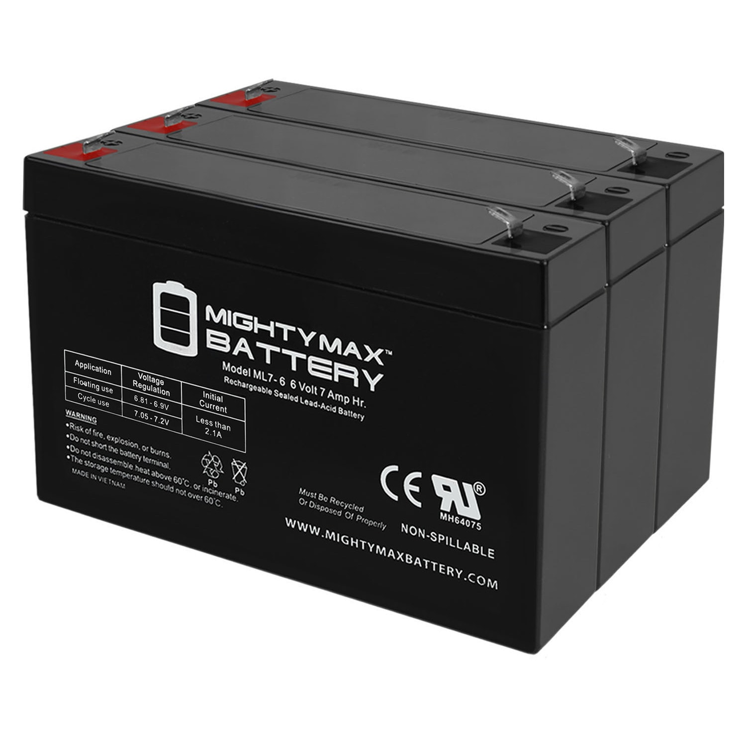 Mighty Max Battery 6V 7Ah Power Patrol 0925 Rechargeable Sealed Lead ...