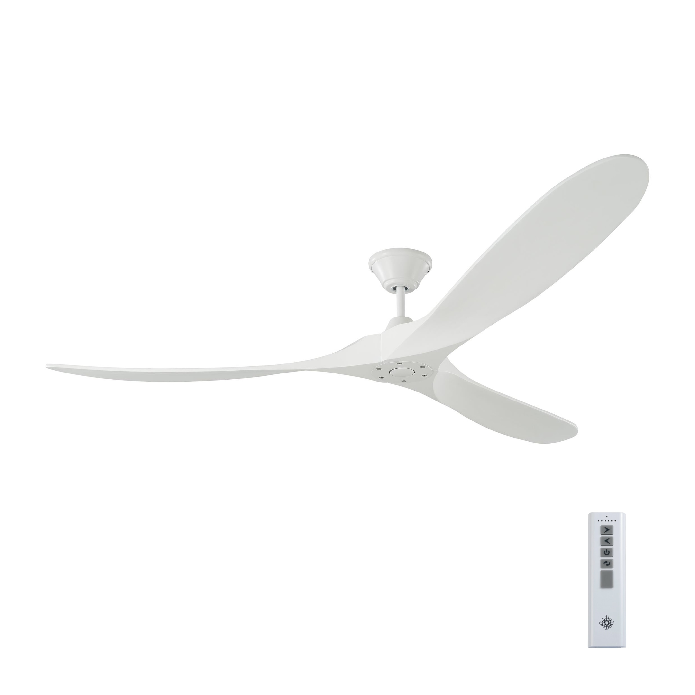 Generation Lighting 3MAVR70RZW Maverick 70-in Outdoor Matte White with Matte White Blades Propeller Ceiling Fan Without Light - Remote Included ( 3 -Blade )