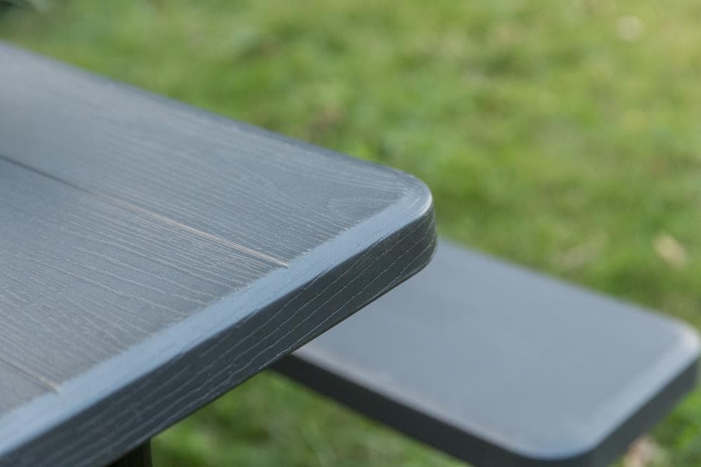 Gray Foldable Plastic and Steel Outdoor Picnic Table Set