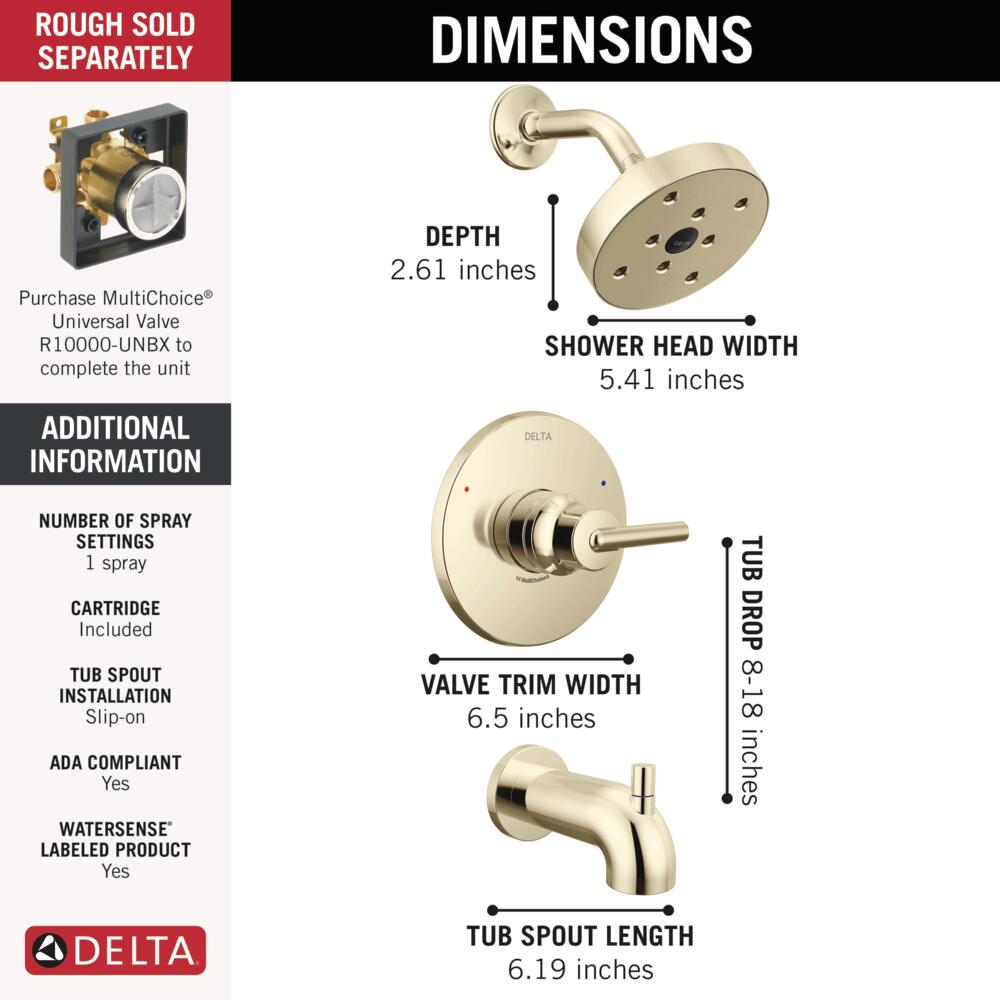 Delta T14459-PN Tub-Shower-Faucets - View #4
