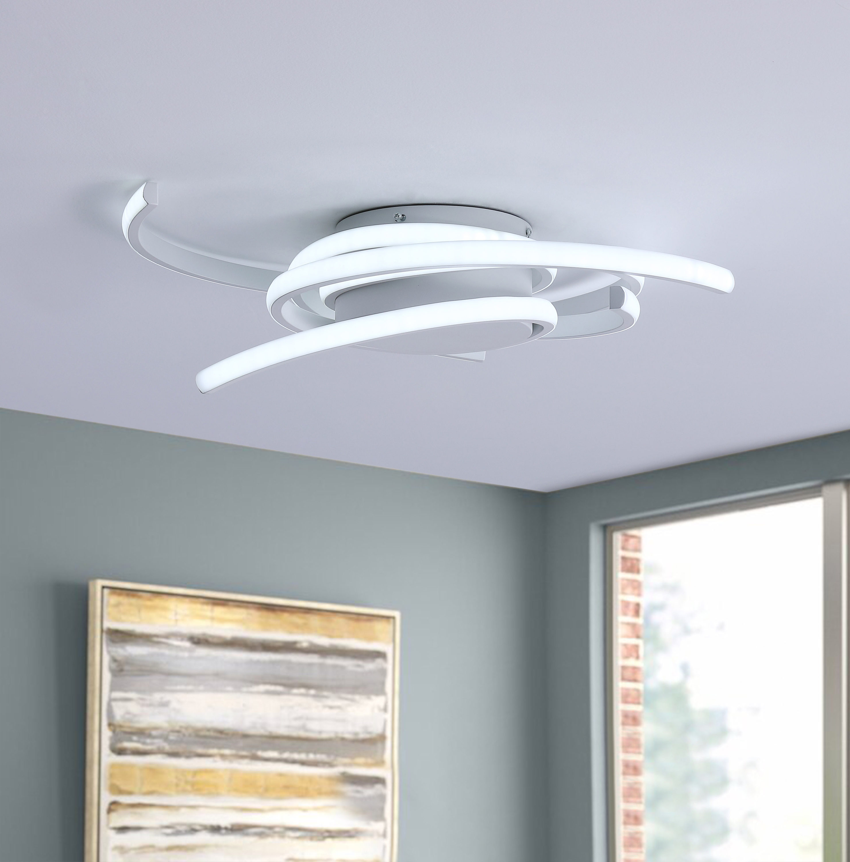 Aiwen MC201-WH 1 -Light 22.04-in White Flush Mount Light ENERGY STAR Certified