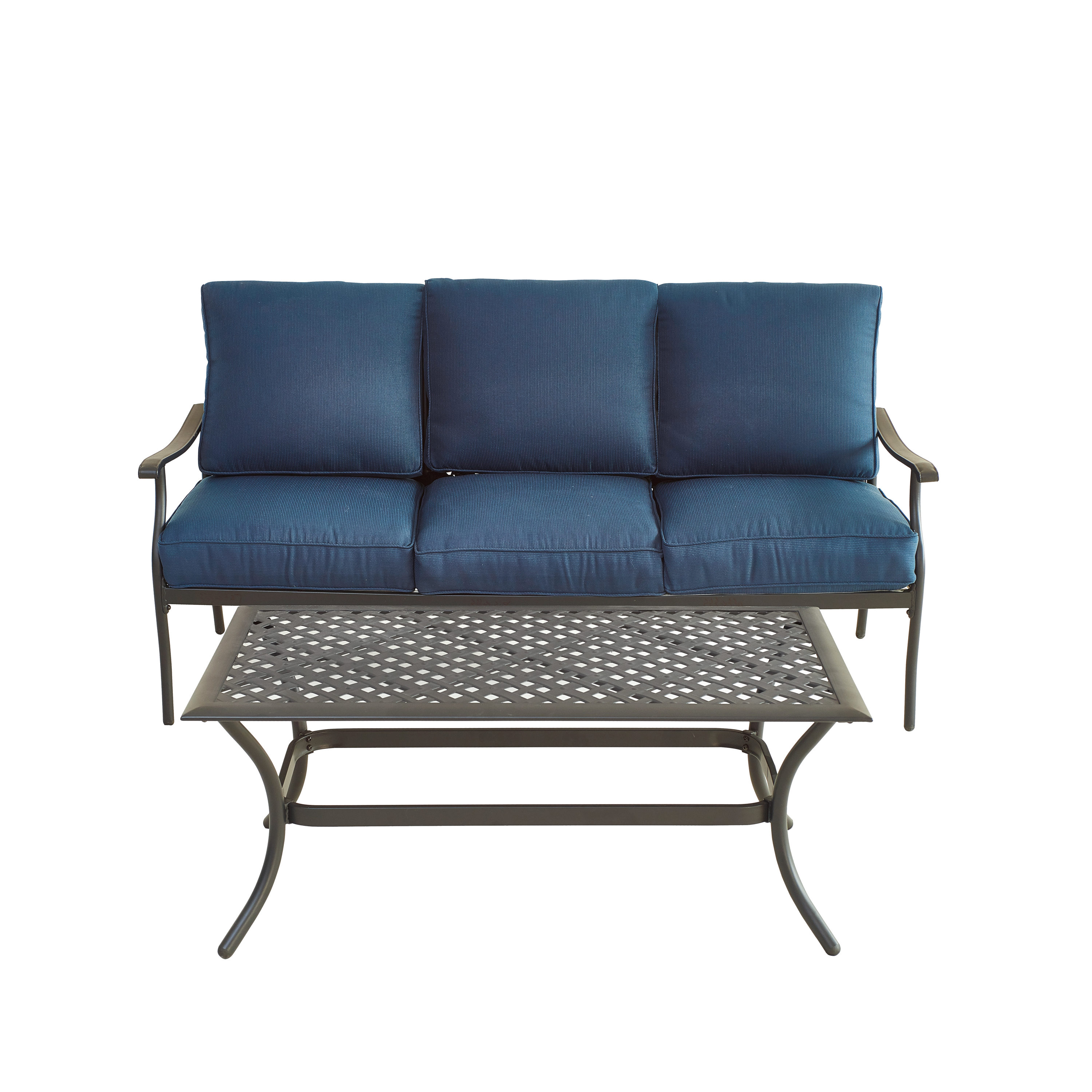 Top Home Space TP00419-B 2 -Piece Patio Sofa Conversation Set with Blue Cushions