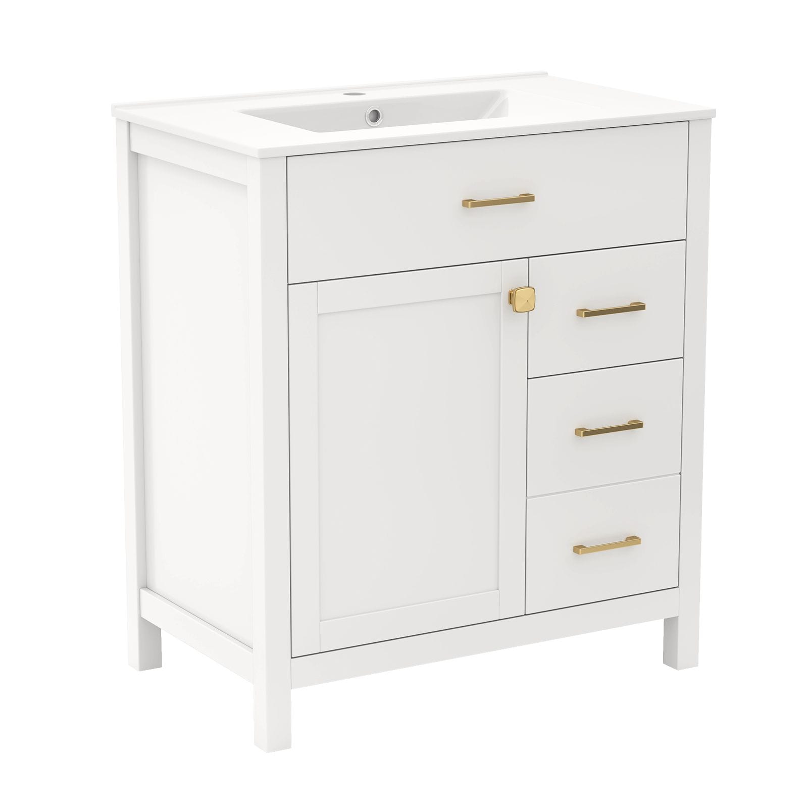 Slickblue - White Undermount Single Floating Bathroom Vanity with Tip-Out Drawer and Adjustable S...