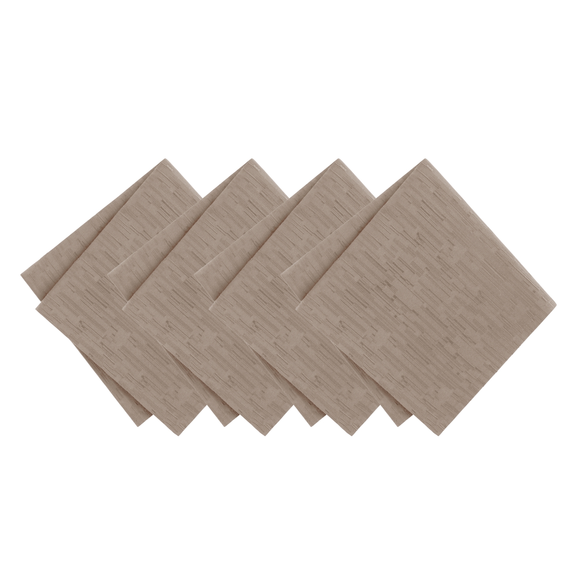 Elrene Home Fashions 194590066031 Continental Solid Texture Water Stain Resistant 4 -Pack Taupe Polyester Square Napkin(s)